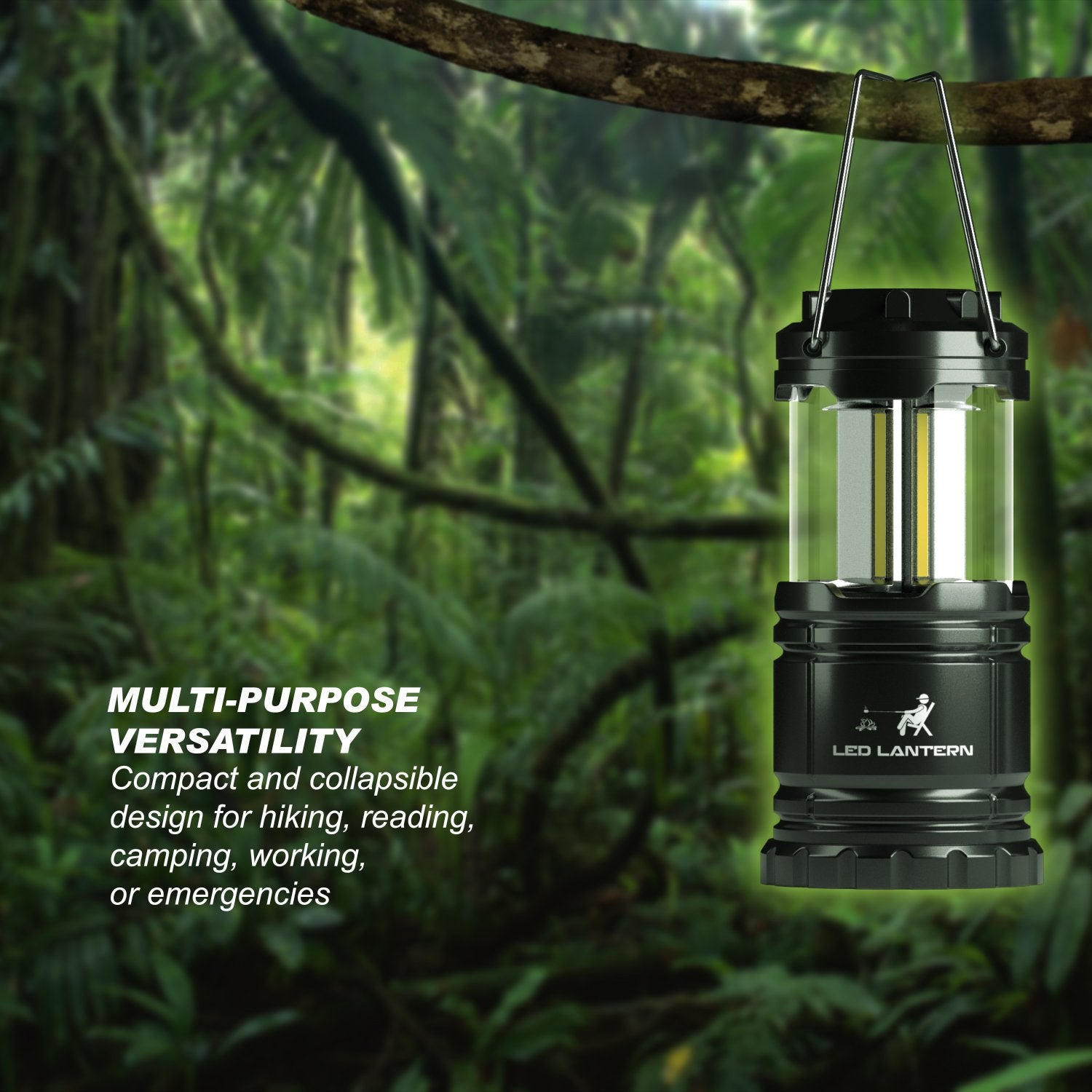 MalloMe LED Camping Lantern Flashlights 2 Pack - Super Bright - 350 Lumen Portable Outdoor Lights - AA Batteries Required, Not I