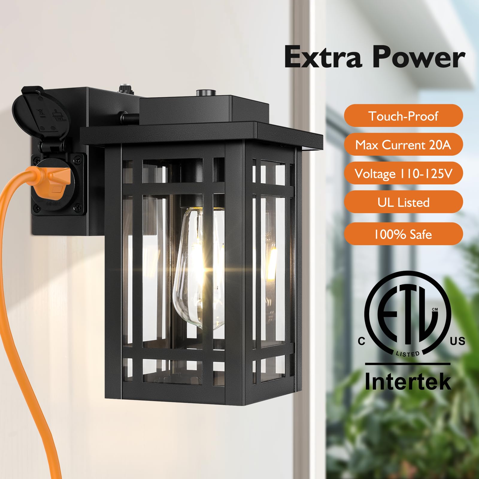 Bdrofn 2-Pack Outdoor Porch Lights, Dusk to Dawn, Motion Sensor, Waterproof, Black, Model W6015-01-BKSR
