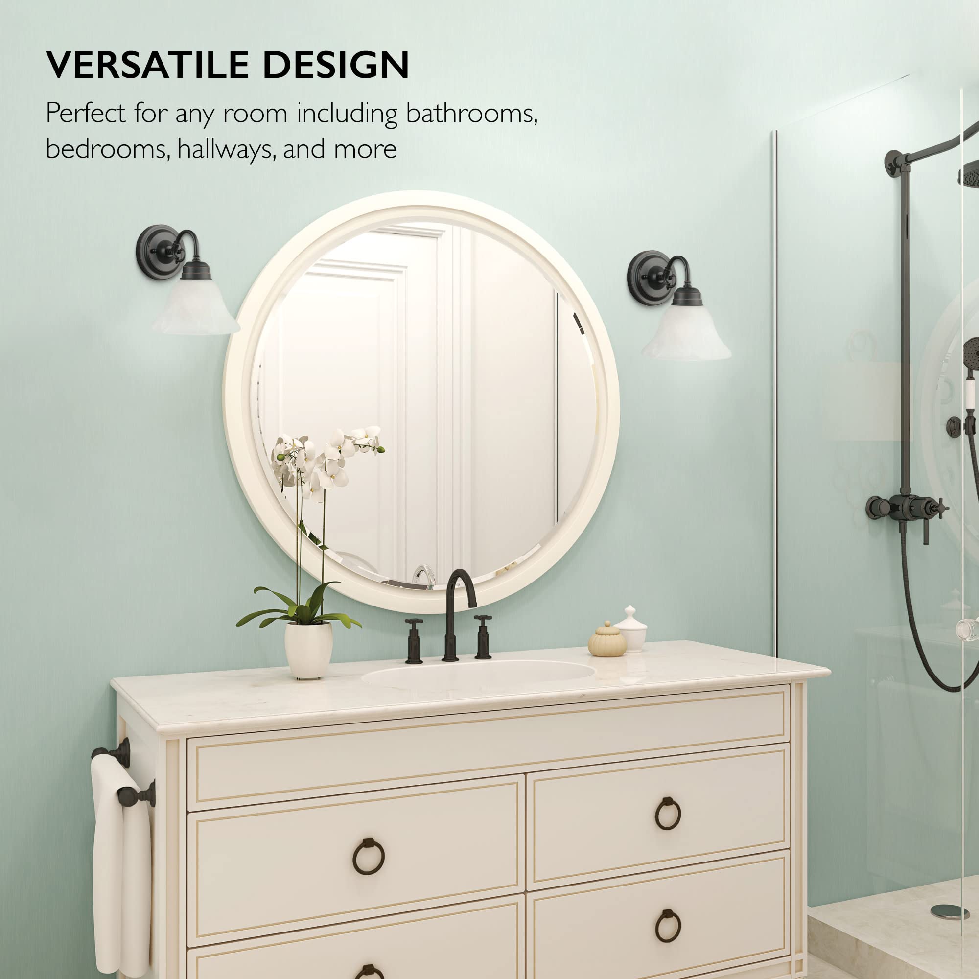 Design House 514497 Millbridge Wall Traditional 1 Indoor Dimmable Light With Alabaster Glass For Bathroom Hallway Foyer, Oil Rub