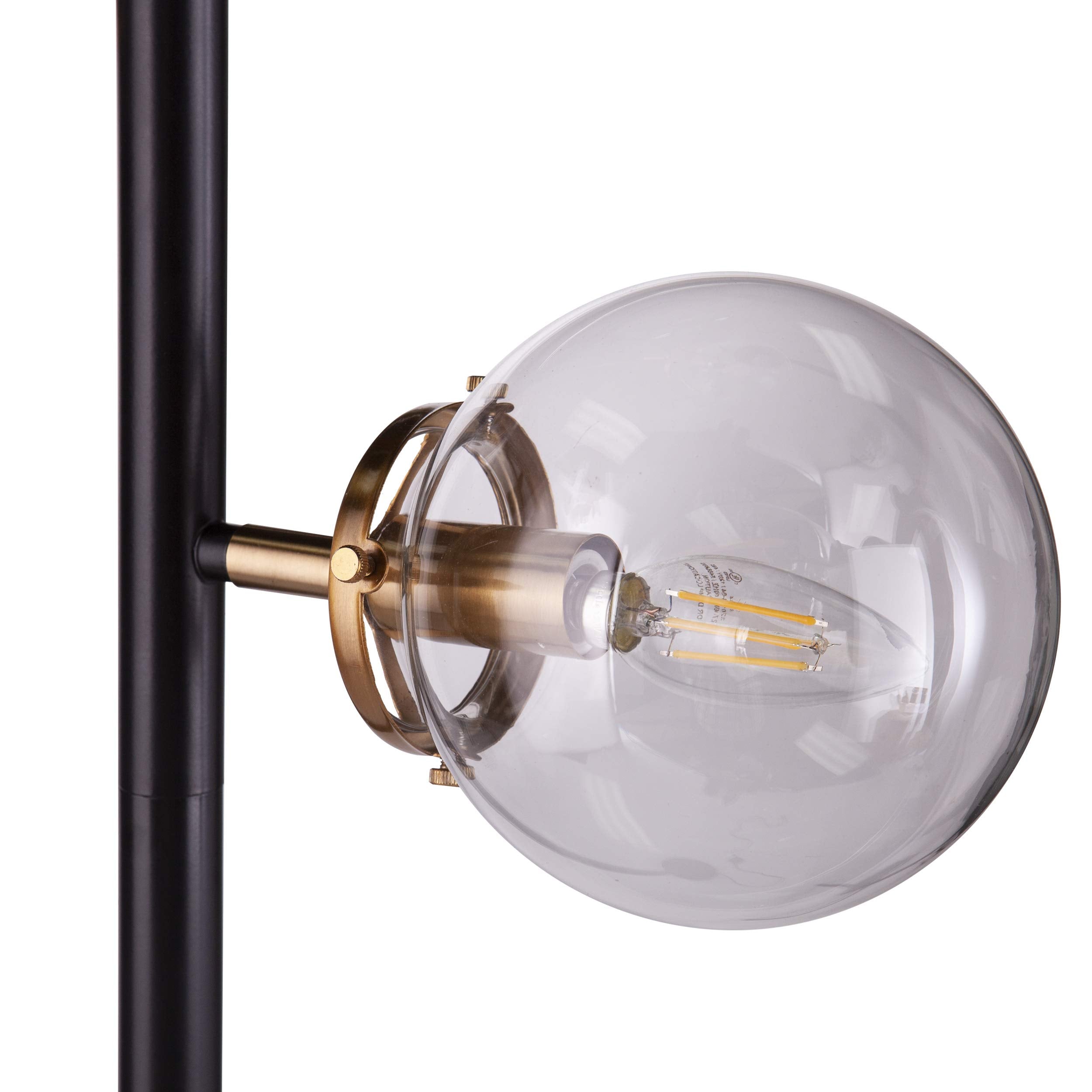Sei Furniture Contemporary 3-Globe Floor Lamp In Black, Gold & Clear Glass
