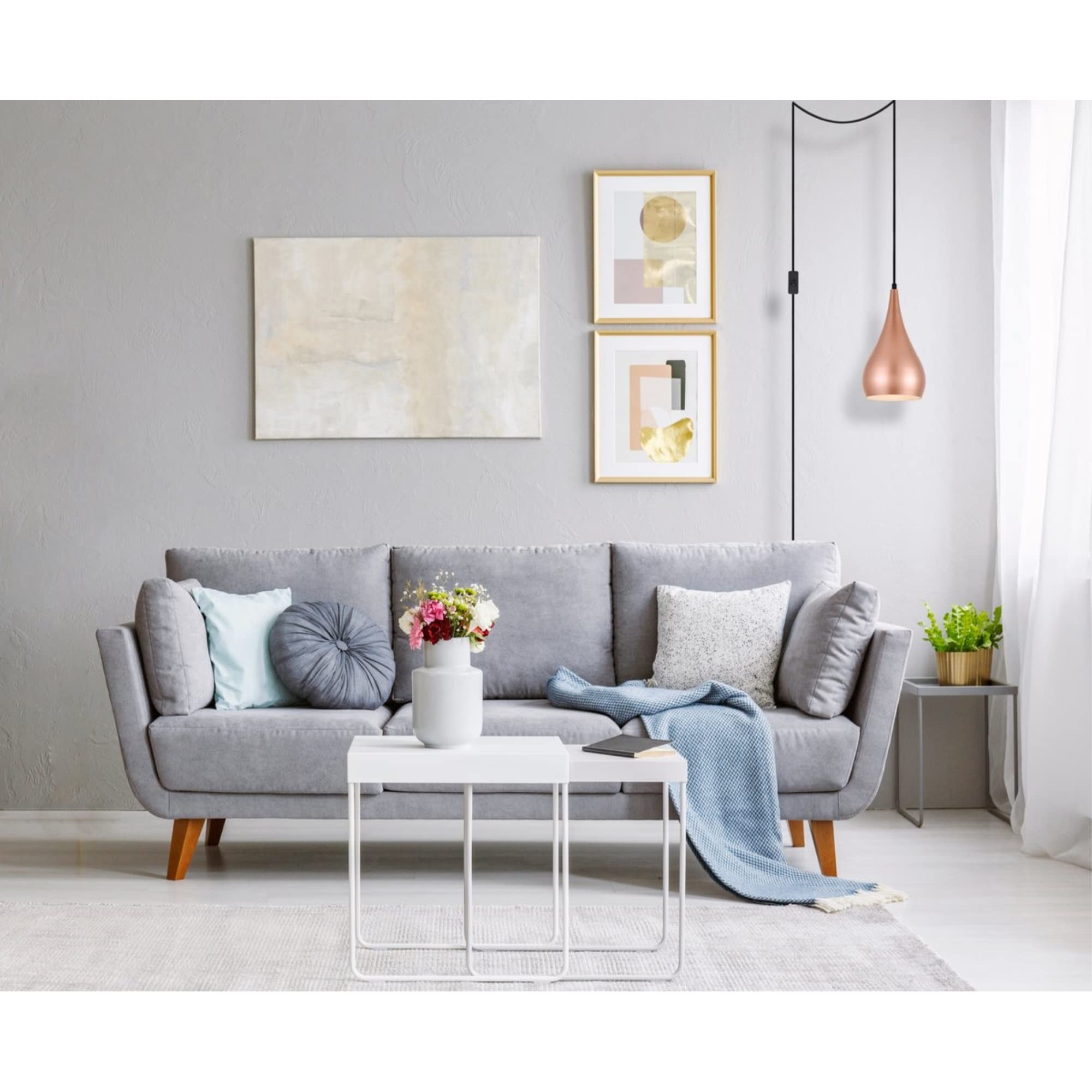 Living District Nora 1-Light Mid-Century Aluminum Pendant in Honey Gold