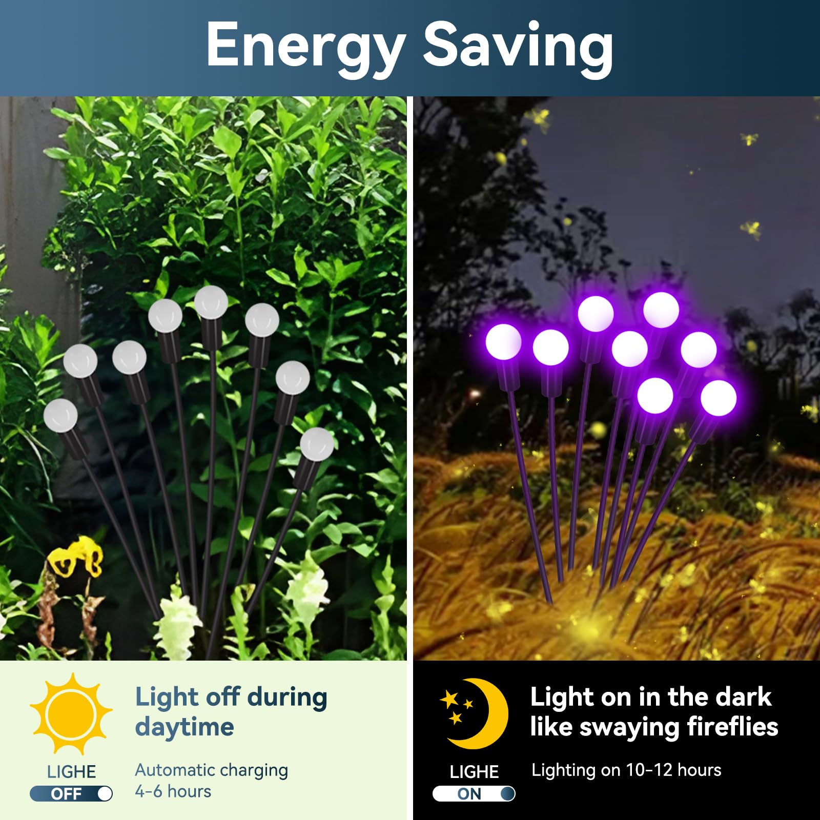 YShengMian Solar Firefly Lights, 32 LED Swaying Light, Waterproof, 4 Pack, Purple Outdoor Garden Decor