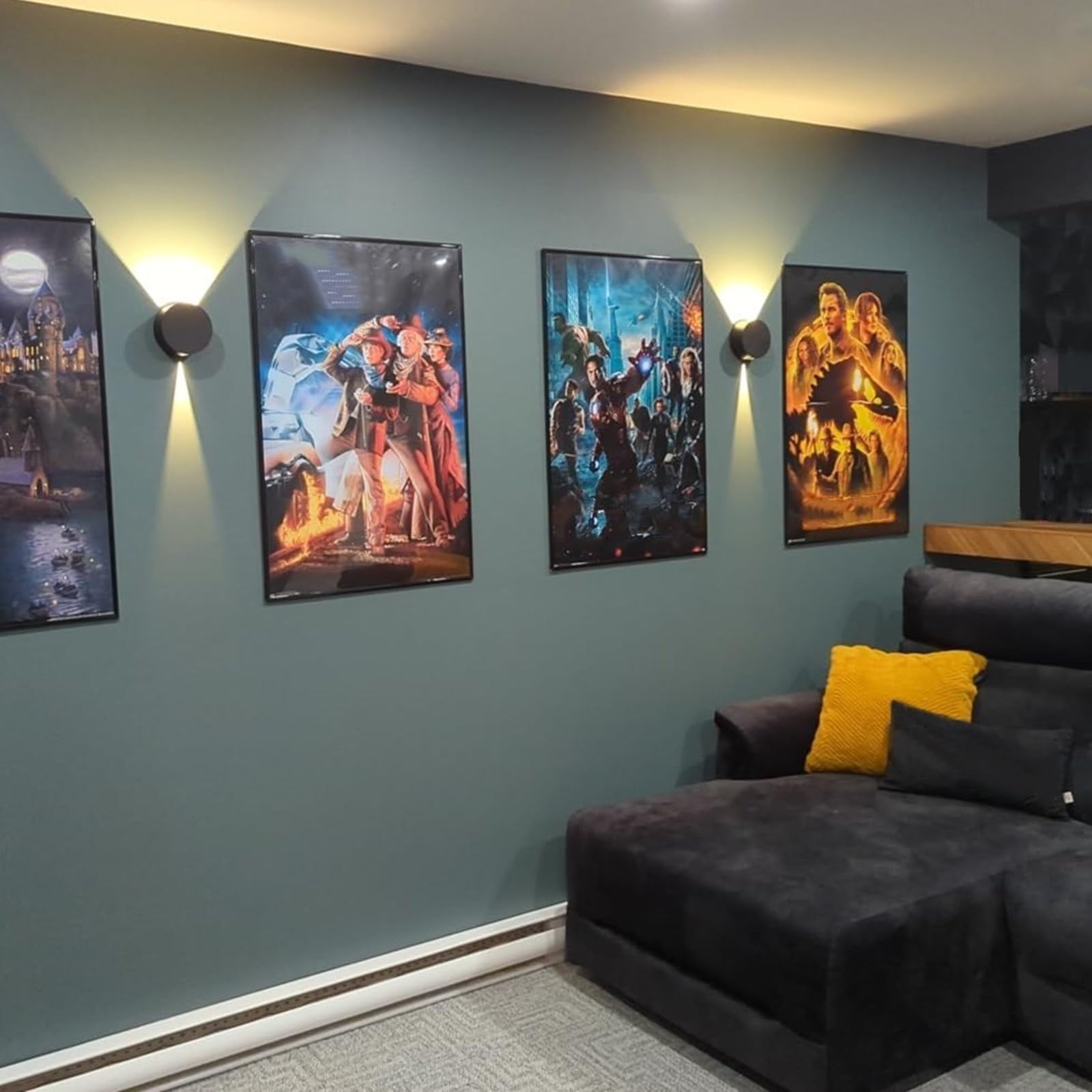 Tubicen Small Black Wall Sconce, Diy Beam Adjustable Round Wall Light Up And Down, 6W Led Dimmable Movie Theater Sconce For Livi