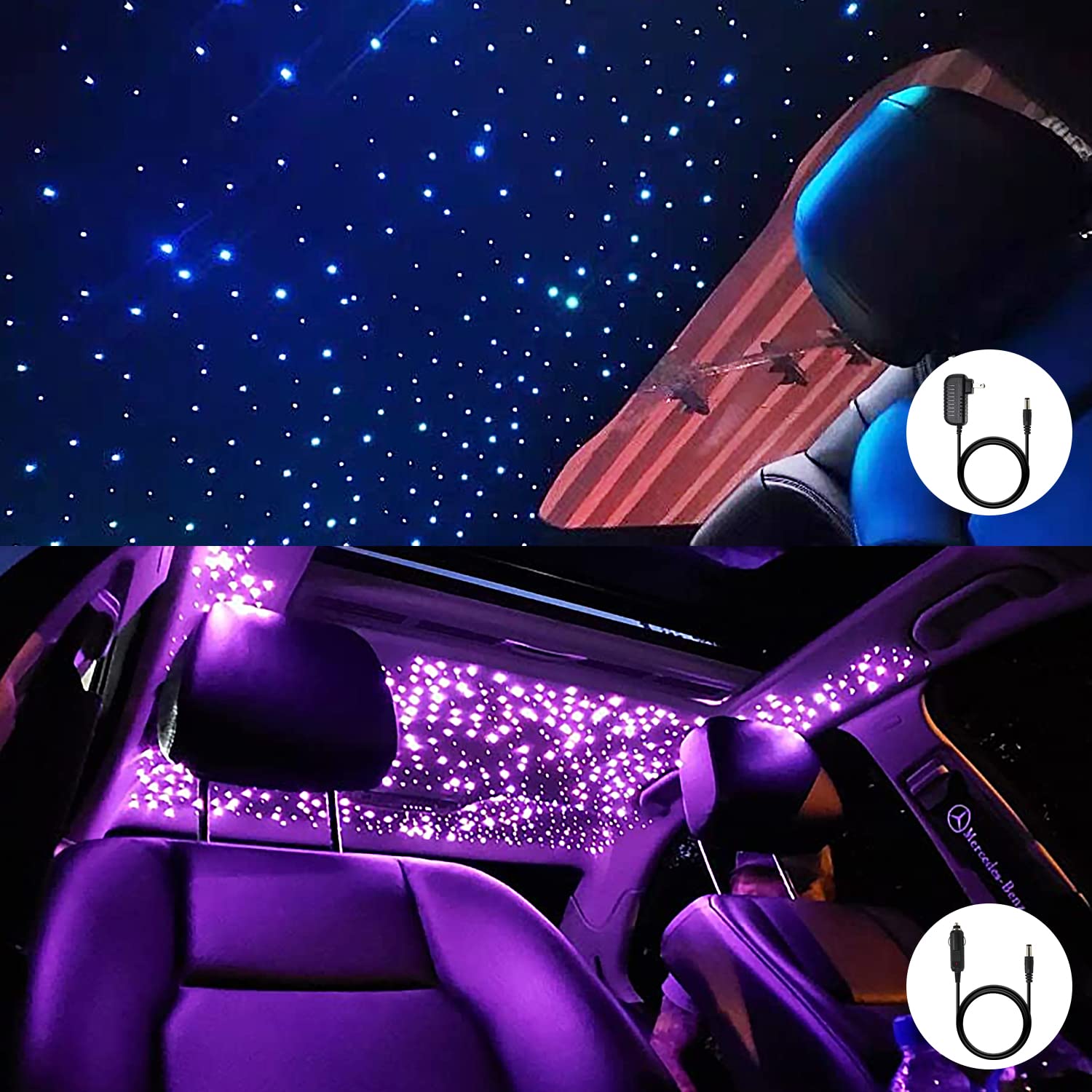 Amki 16W Fiber Optic Lights,Starlight Headliner Light Kit App/Remote Control Sound Activated Mode For Car&Home Decoration,Optica