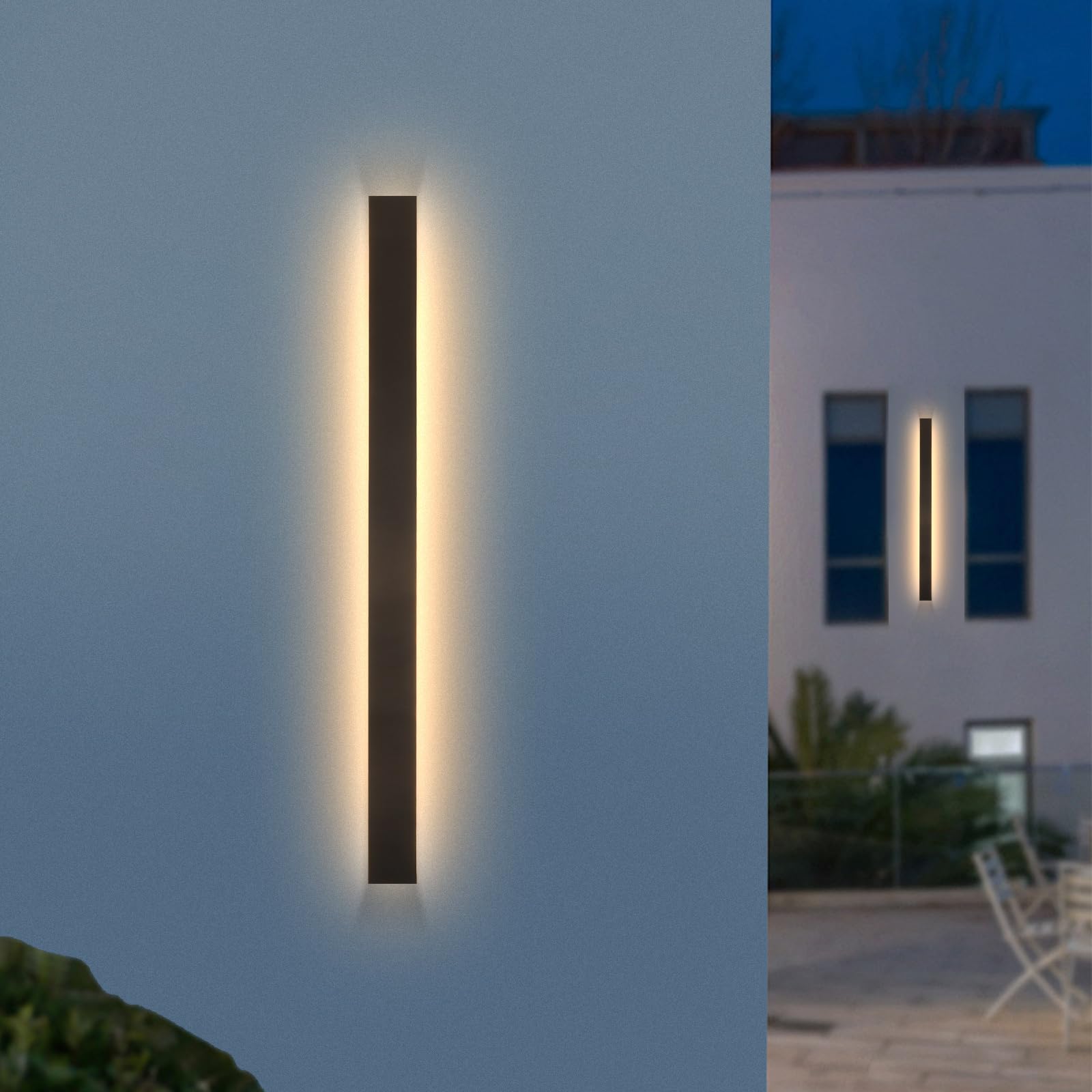SJIGUANGZ Outdoor Wall Light Exterior, 39 Inch Modern Outside Wall Sconce Lights, Black Waterproof Long Wall Warm Lighting Fixtu