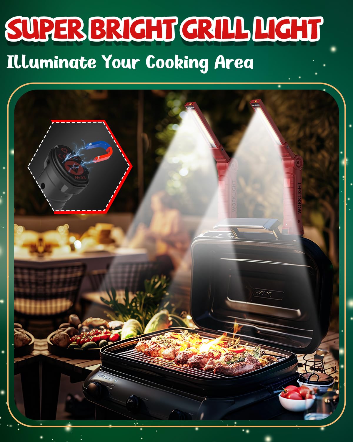 Coquimbo Tool Gifts For Men, Rechargeable Flashlight Led Work Lights Grill Light With Magnetic Base 5 Modes 360? Rotate Mens Dad