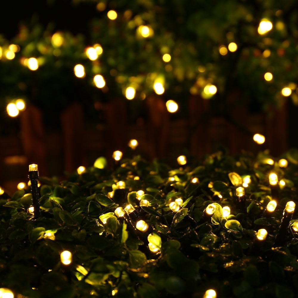 iShabao Solar Fairy String Lights, 33ft, 100 LED, Warm White, Waterproof, 8 Modes, Outdoor Decor for Garden, Patio, Party, Wedding