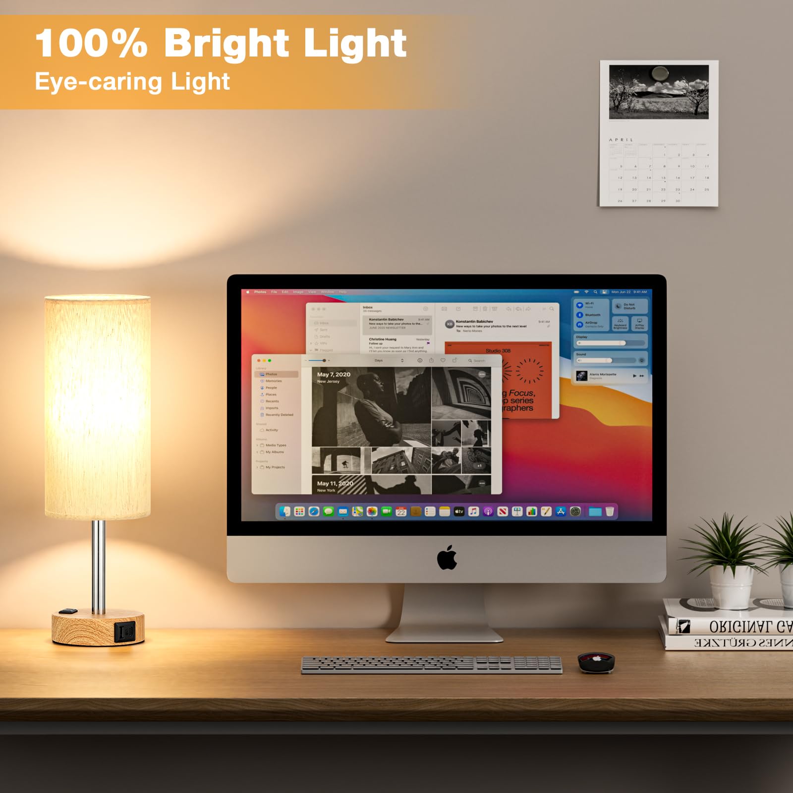 Partageiz Touch Bedside Table Lamps Set Of 2 - 3 Way Dimmable With Usb Ports & Ac Outlet