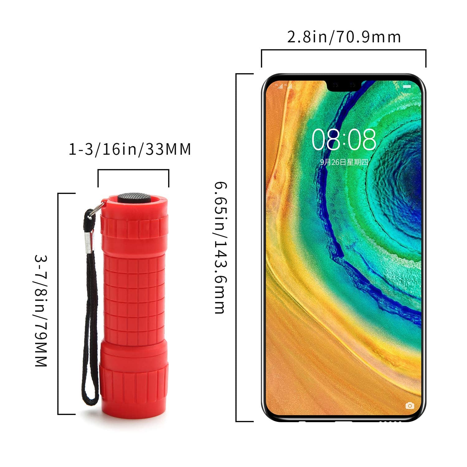 Whaply 6-Pack Small Mini Flashlight Set, 9-LED Handheld Flashlight with Lanyard,18-Pack AAA Battery Included for Kids/Night Read