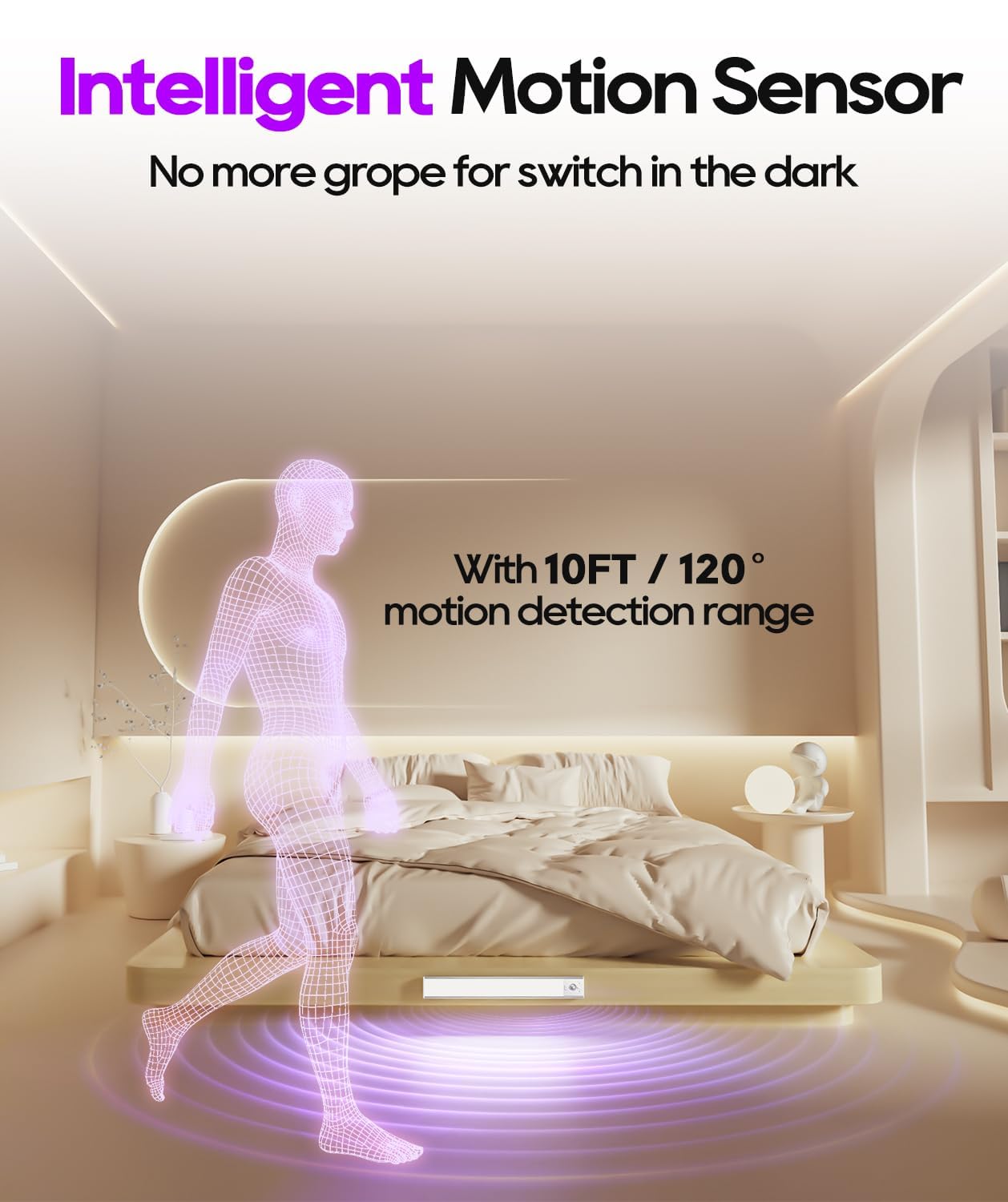 Auxoda Under Cabinet Lighting 2-Pack, Motion Sensor, Rechargeable, 8-Inch, White Light, Model GLS-C015
