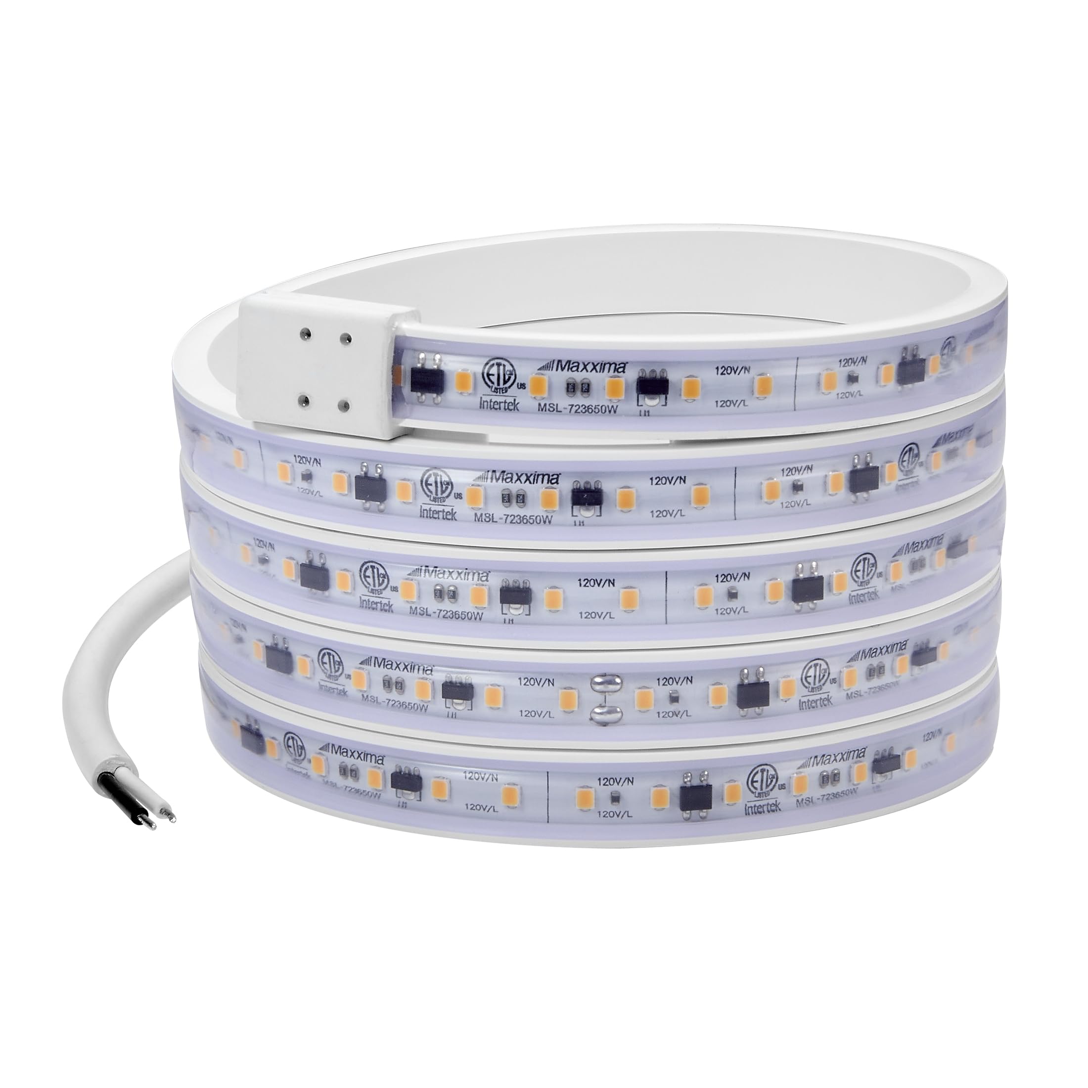 Maxxima LED Under Cabinet Strip Light, 72 in., 2760 Lumens, 3000K Warm White, PVC, White, Model MSL-723650W