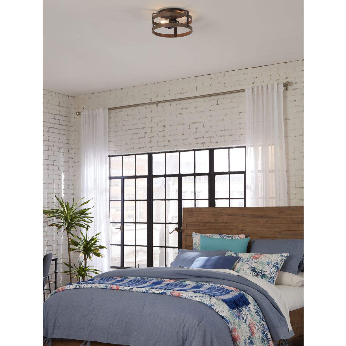 Progress Lighting Gulliver Collection 2-Light Weathered Gray Farmhouse Flush Mount Ceiling Light, 6.50X14.37X14.37