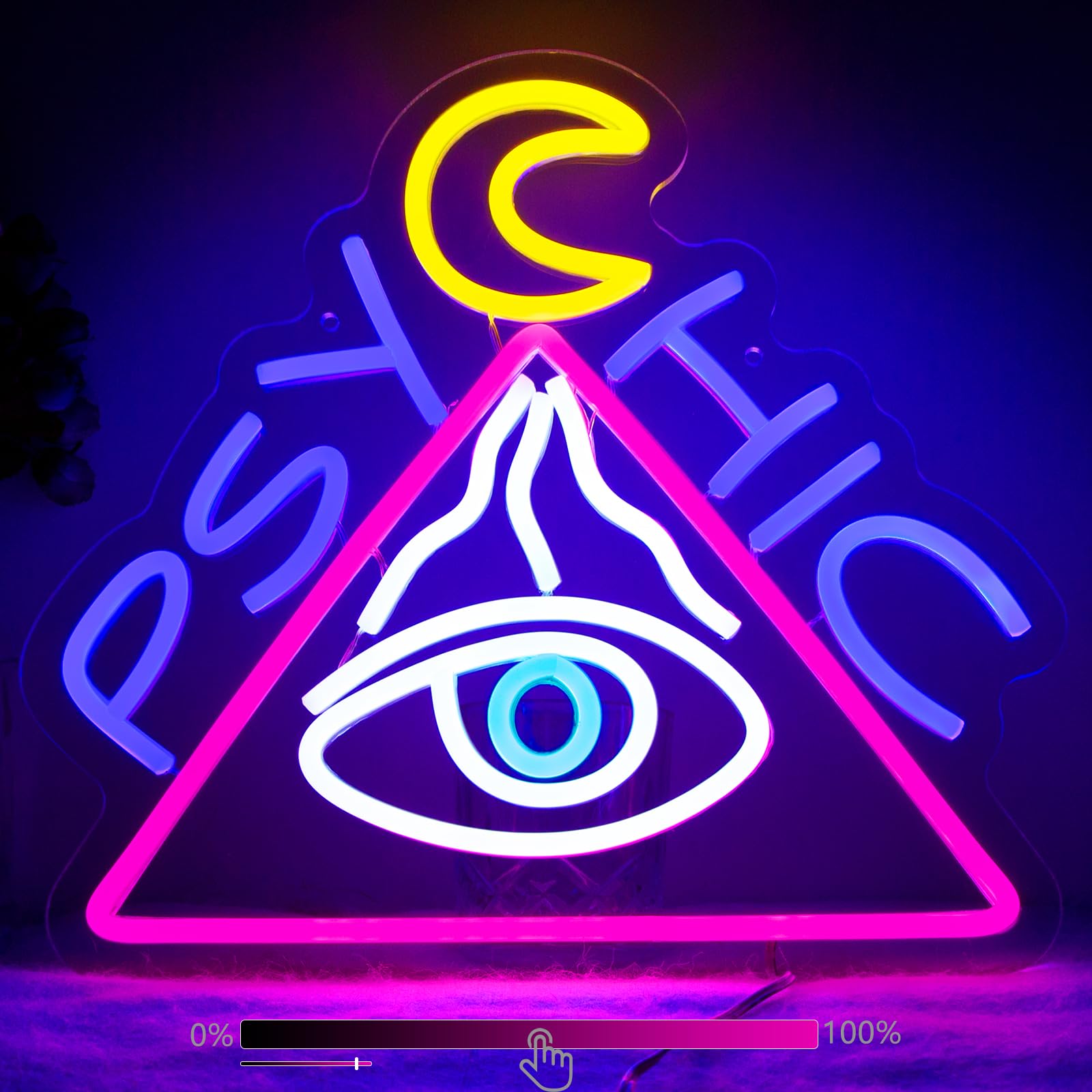 Moodlion Psychic Evil Eyes Neon Sign For Wall Decor Studio Room Led Lights, Halloween Decor Neon Signs Aesthetic Operated Light For Door Decorations, Bedroom Accessories Neon Sign