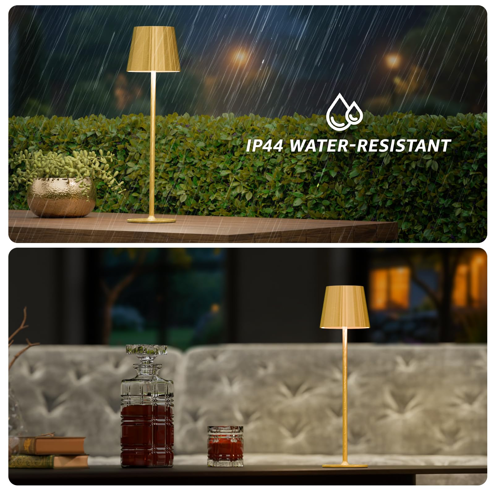 Uuffoo 2 Pack Rechargeable Table Lamp Battery Operated Cordless Table Lamps With 3 Colors Stepless Dimming, Desk Night Light For