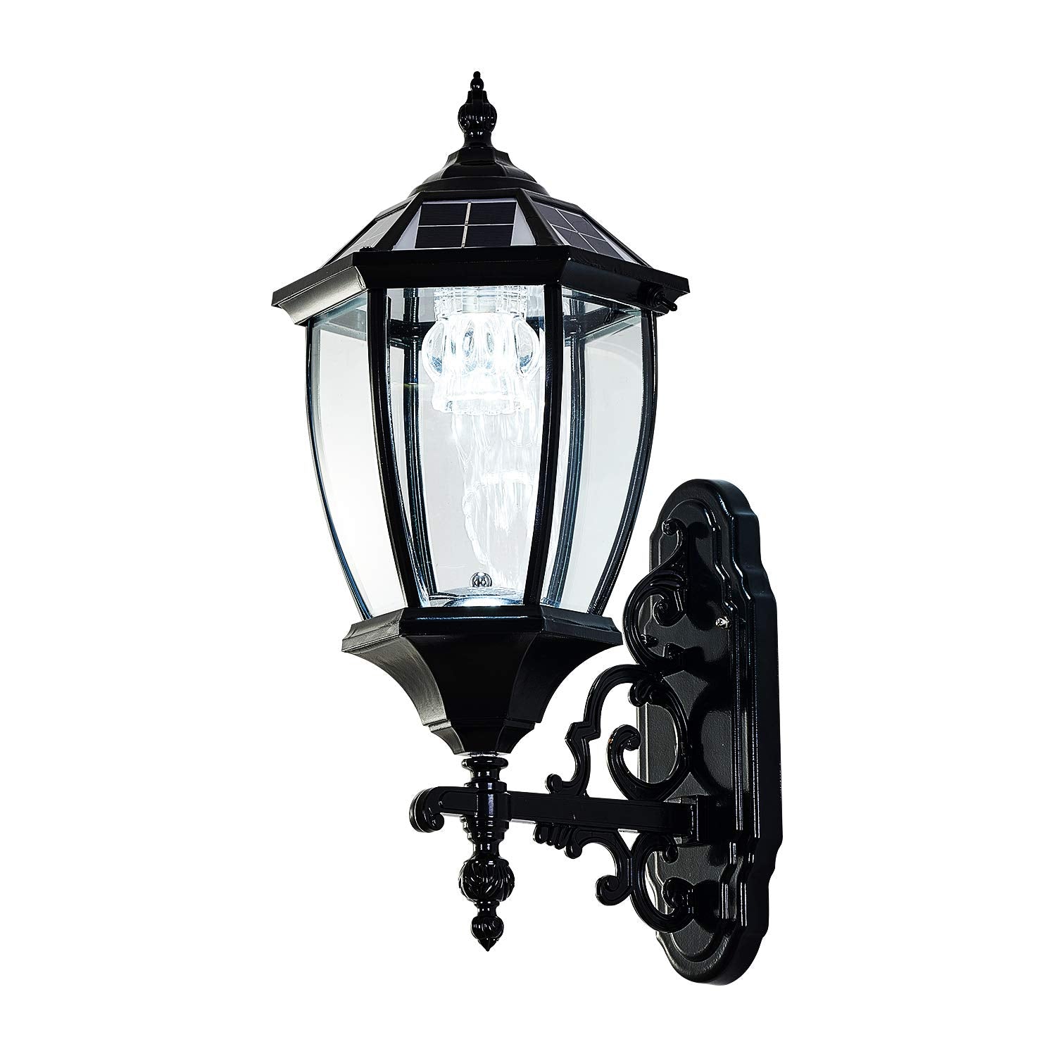 Lovefindahome Solar Wall Lamp, Waterproof LED Hexagonal Light Fixture, Black, Model TYN653241