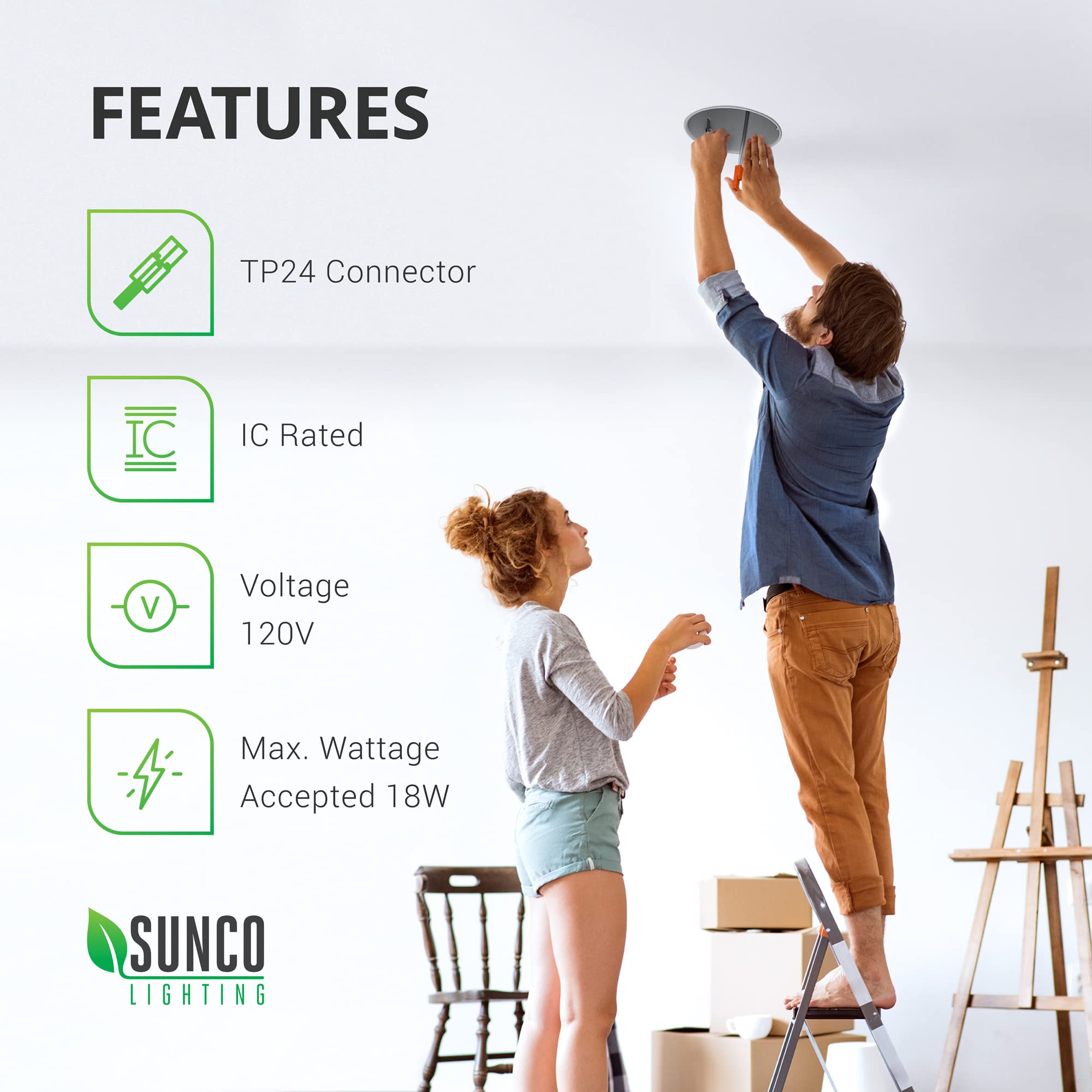 Sunco 4 Inch Recessed Lighting Housing Can Light New Construction, Air Tight Steel Ceiling Can, 120-277V, Hard Wired, Tp24 Connector, Easy Install, Ic Rated, Ul Listed 6 Pack