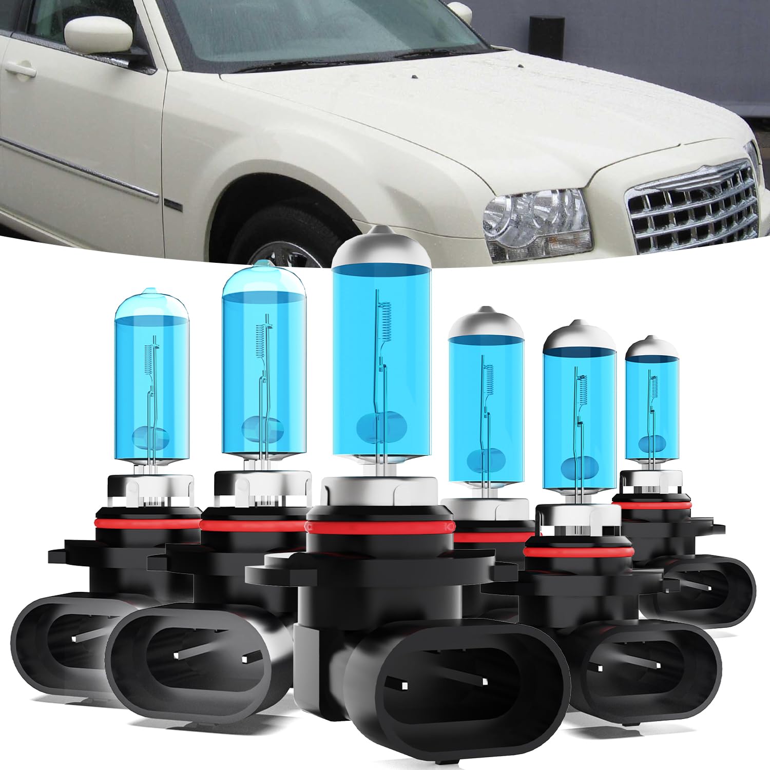 TTDBDAN Headlights Fit For Chrysler 300 2005-2009 Halogen Headlight Bulbs,9005/HB3/H10 High Beam+ 9006/HB4 Low Beam+ 9145/9140 F