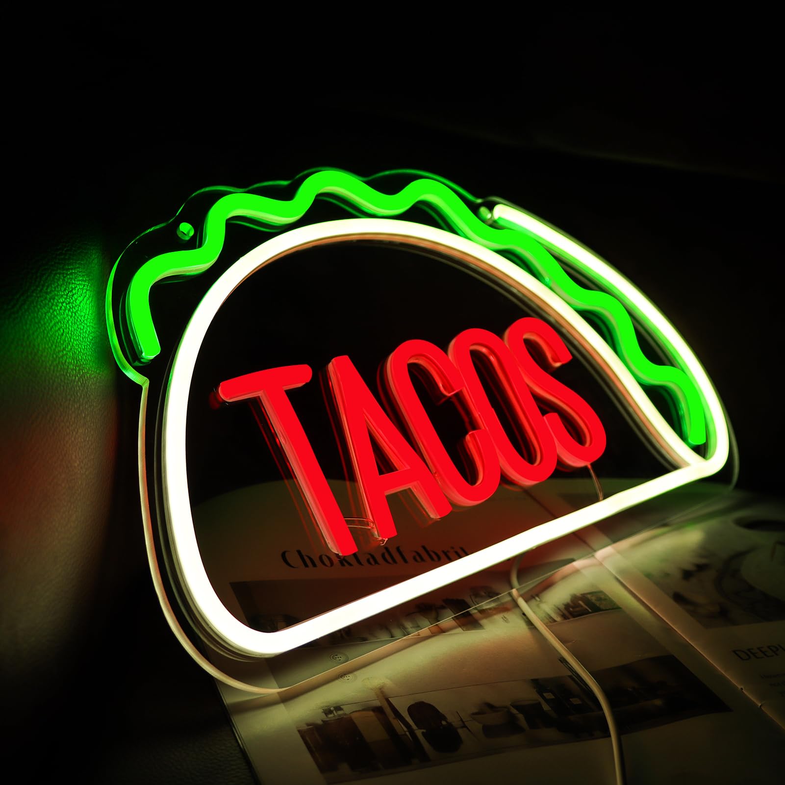 Jfllamp Tacos Neon Sign - Led Wall Decor For Mexican Restaurant, Unique Gift, 15.8"X8.7"