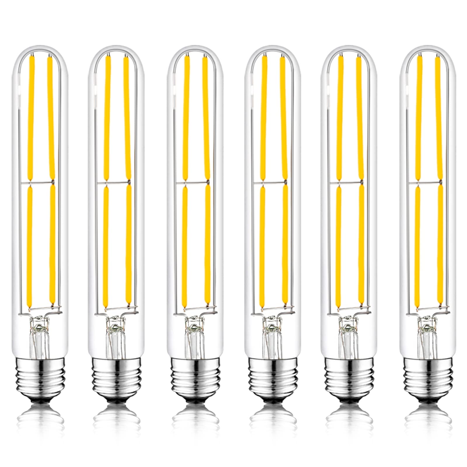 NOVELUX 7.3 Inch E26 Led Bulb 60 Watt Dimmable,4000k Neutral White 6W T10 Led Bulb Clear Glass Long Tubular Light Bulbs,T9 Bulbs