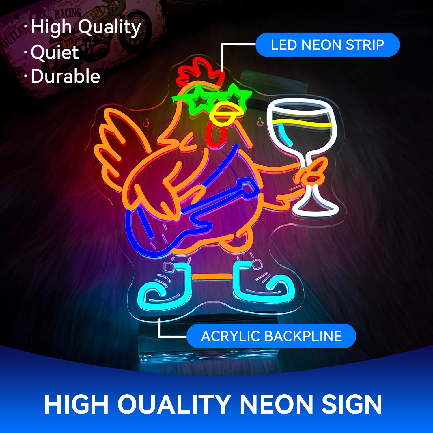 Ineonlife Thanksgiving Lights Turkey Neon Signs For Wall Decor Thanksgiving Decorations Outdoor Rock Chicken Turkey Neon Sign Led Sign Neon Lights For Bedroom Festival Holiday Bar Man Cave Club Party Home Decoration Gifts