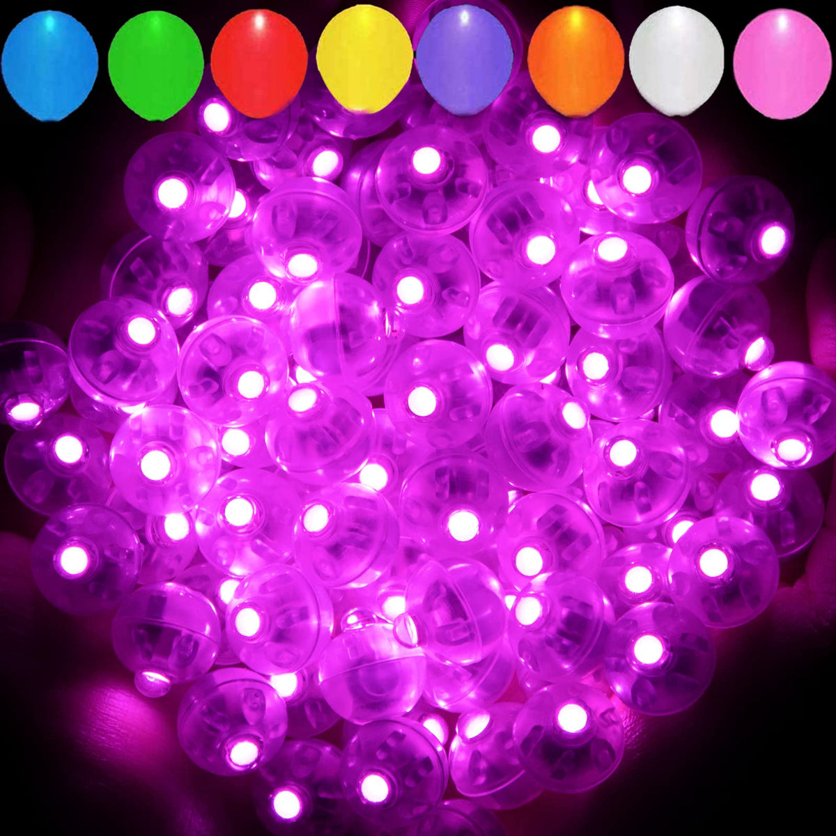 Aogist 100Pcs Pink Balloon Lights,Long Standby Time Waterproof Mini Light,Battery Powered,Round Led Ball Lamp For Latex Balloon 