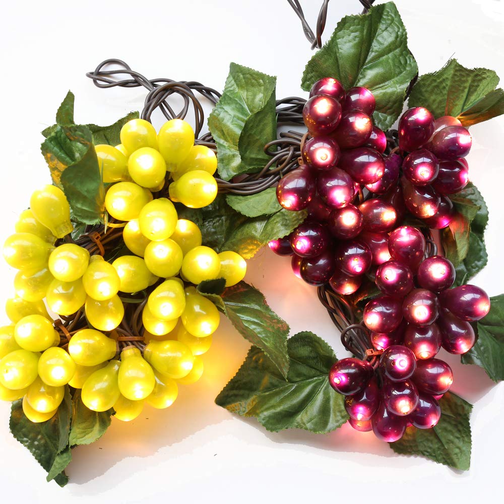 LIDORE Grape Vine String Lights, 100 LED, Purple and Green Grapes, Brown Cord, Model LD-TAOKE-10L