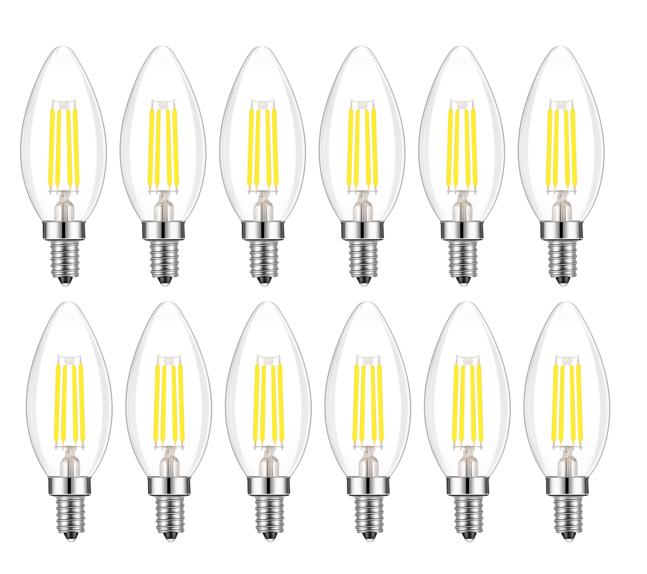 Lamsky E14 Led Bulb Dimmable,110V 400Lm 40W Equivalent Daylight White 5000K,E14 European Base Candelabra Led Bulbs,C35 Clear Gla