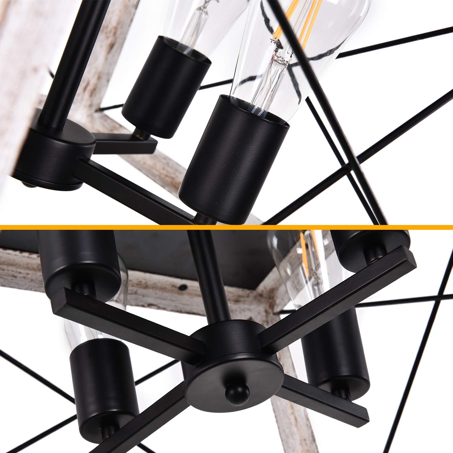 Luupyia 4-Light Farmhouse Pendant Light Fixture, Adjustable Vintage Chandelier For Dining Room