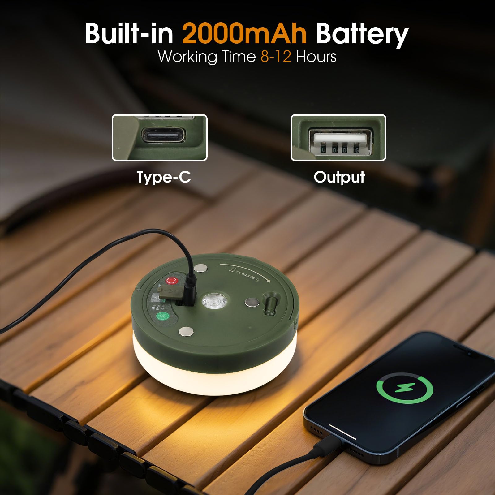 MDCMLKS Camping String Lights, Remote Control, 14 Lighting Modes, USB Charging, 32.8ft Waterproof, Model CSL-2, 1 Pack