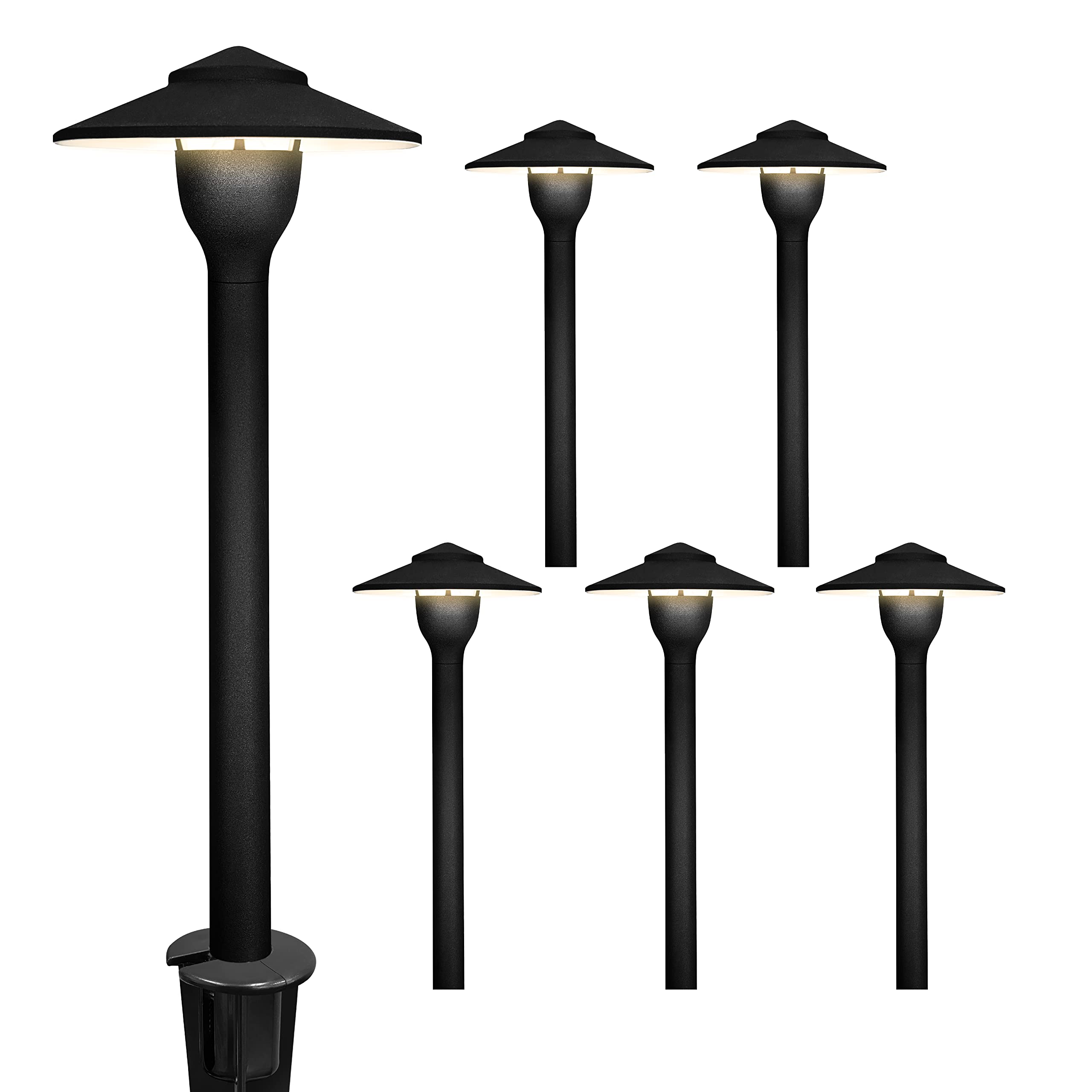 GKOLED 6-Pack Aluminum Pathway Lights, Low Voltage LED Landscape Path Light, 9-15V AC/DC Outdoor Walkway Lighting with 3W 3000K 