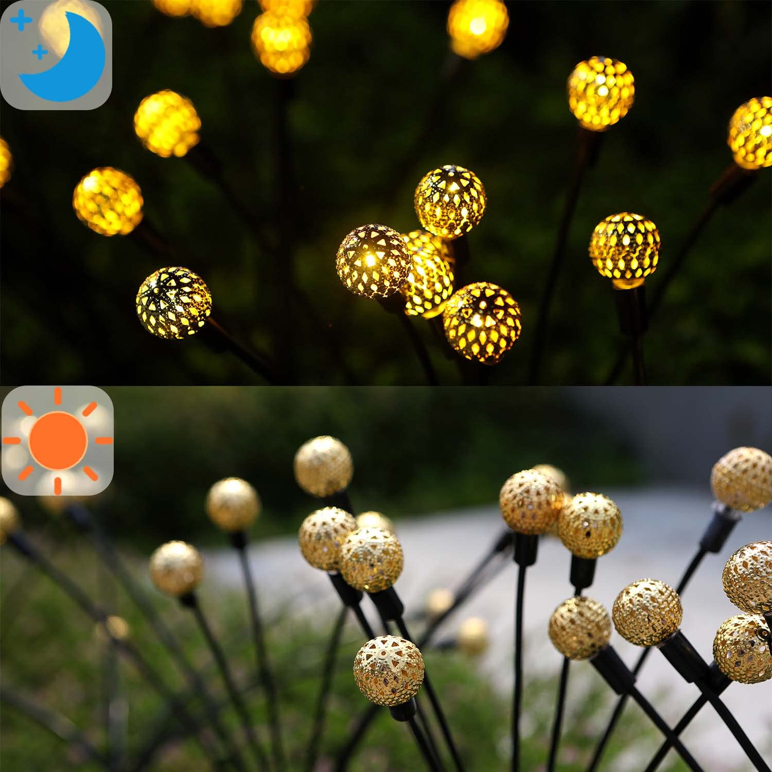 Zfnn Solar Garden Lights - 20 Leds Starburst Firefly Lights, Waterproof 2 Pack For Outdoor Decor