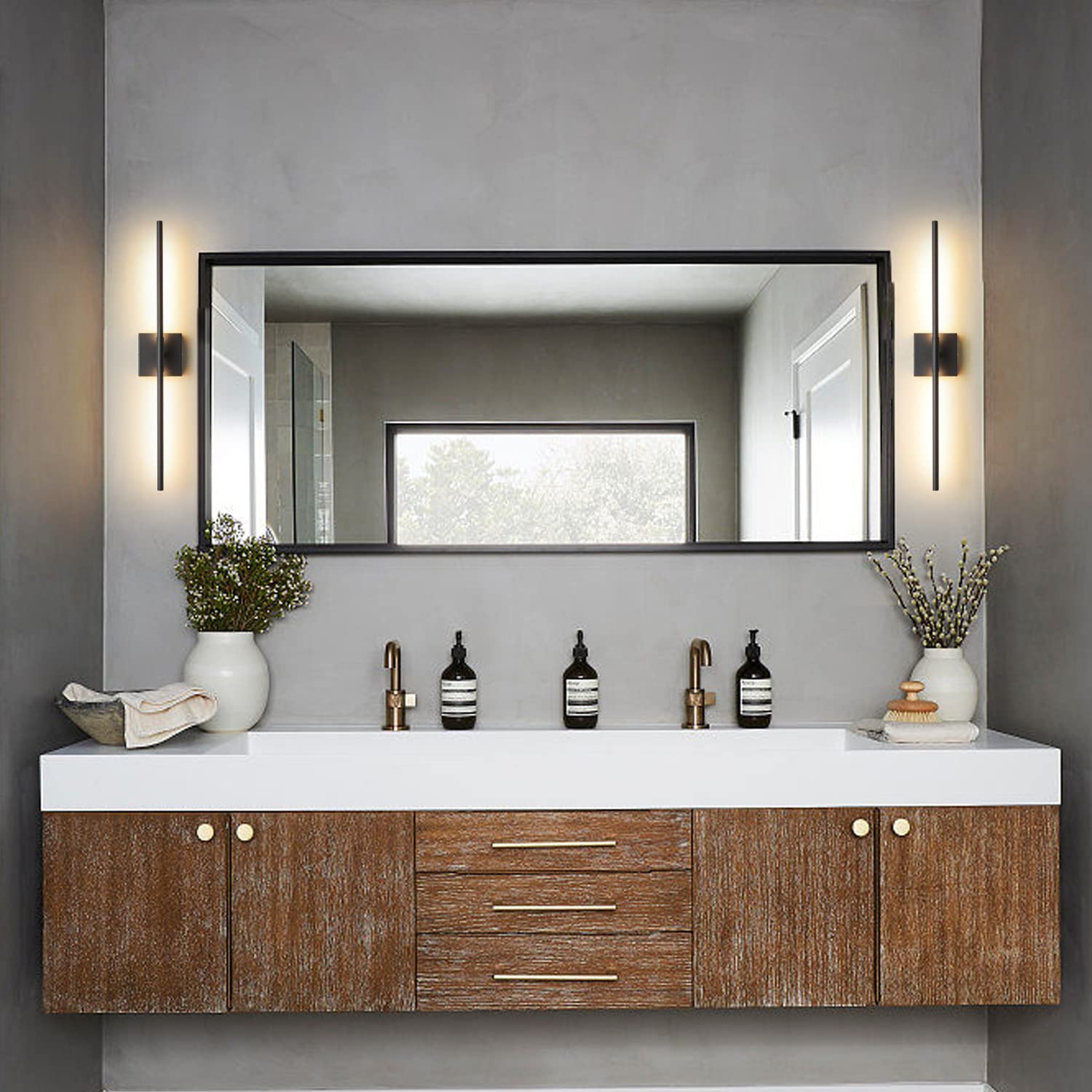 Kuzzull Modern Minimalist Led Bathroom Sconce, Brushed Nickel, 27.8'' X 4.3'' X 3.4''