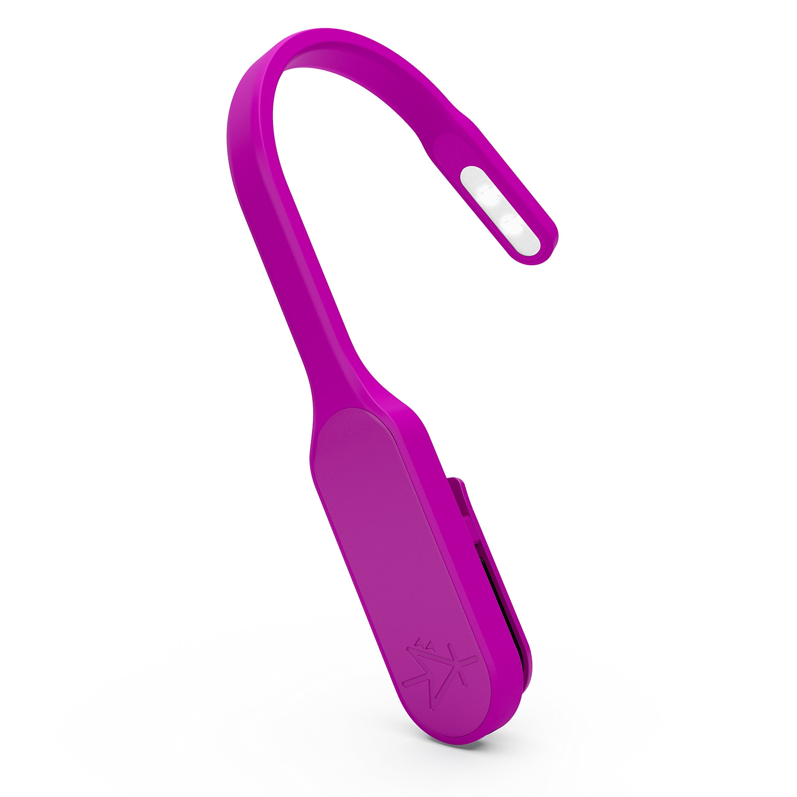 Mighty Bright Rechargeable Book Light - Warm Eye Care LEDs, Flexible, Dimmable, Purple, Model 47013, Perfect for Kids & Bookworms