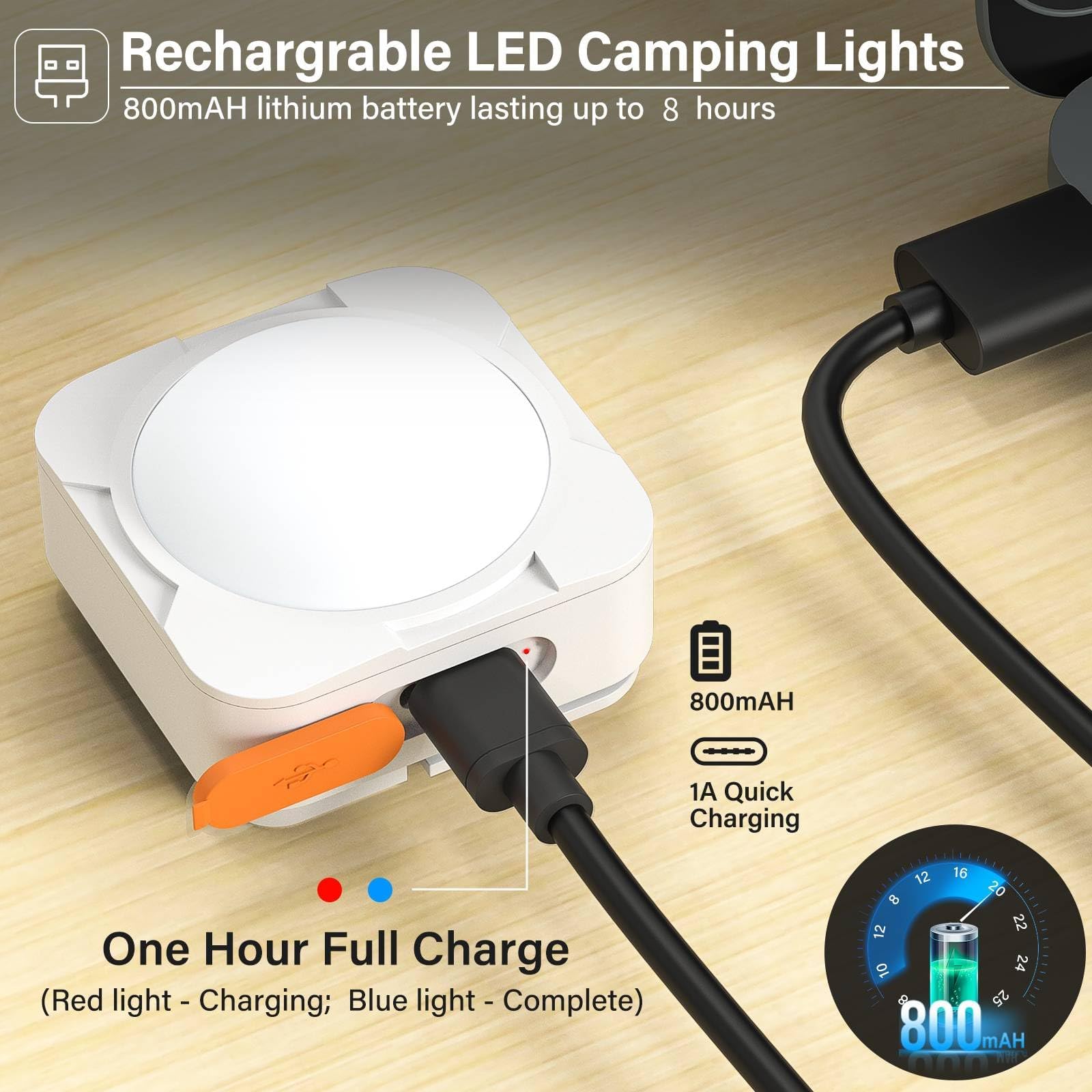 FLY2SKY Rechargeable Camping Lights Portable LED Lantern 4 Pcs White Model HF2503005