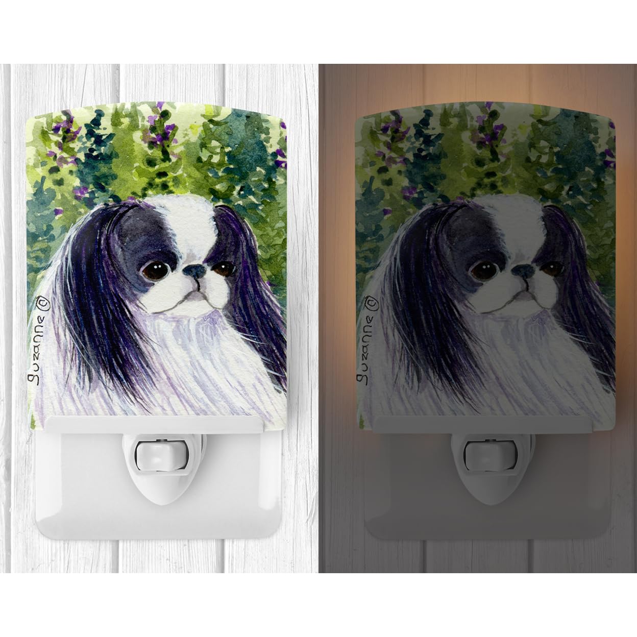 Caroline'S Treasures Ss8730Cnl Japanese Chin Ceramic Night Light Compact, Ul-Certified, Ideal For Bedroom, Bathroom, Nursery, Hallway, Kitchen, 6X4X3, Multicolor