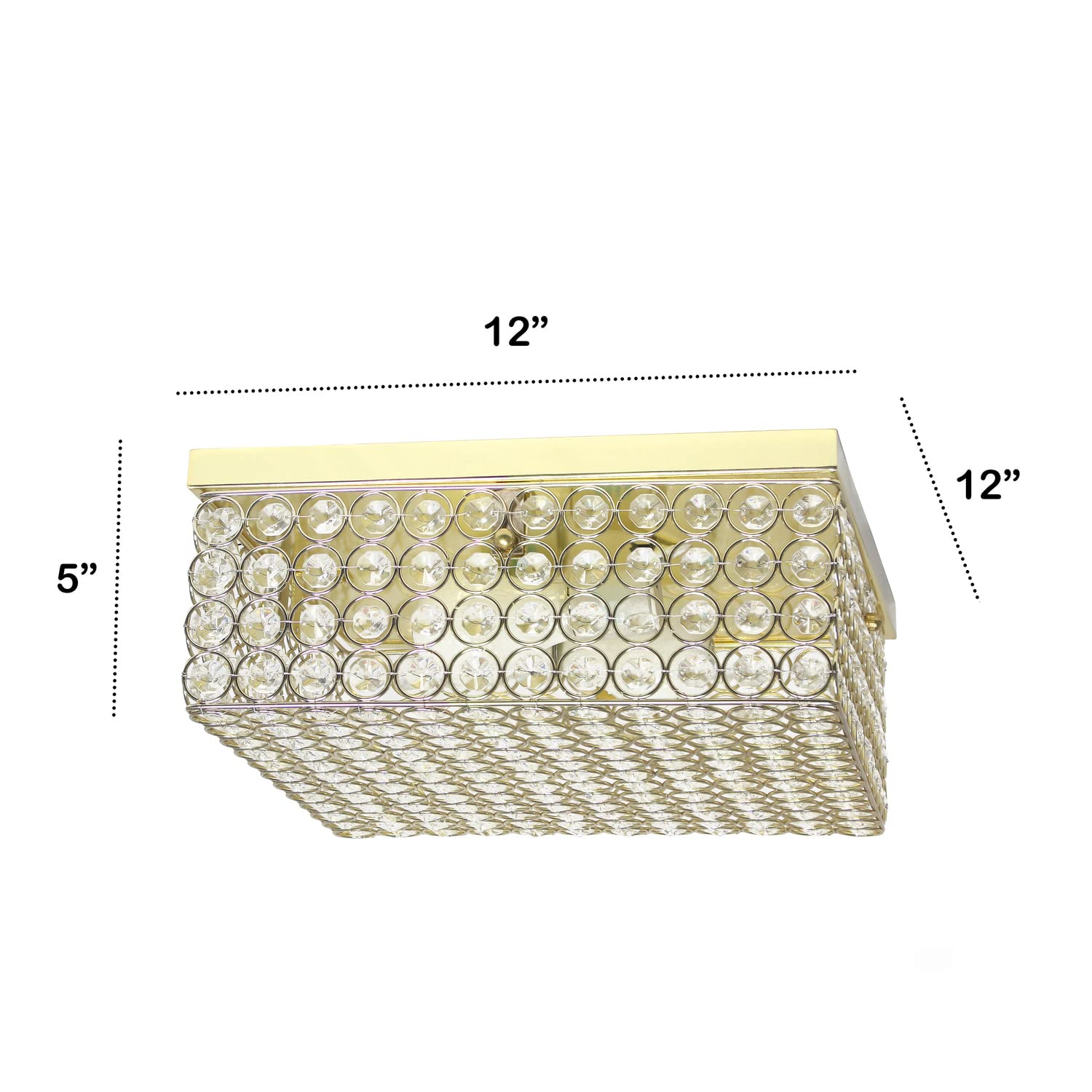 LALIA HOME Glam 2 Light Flush Mount, 12 Inch Square, Metal, Gold, Model LHM-2004-GL