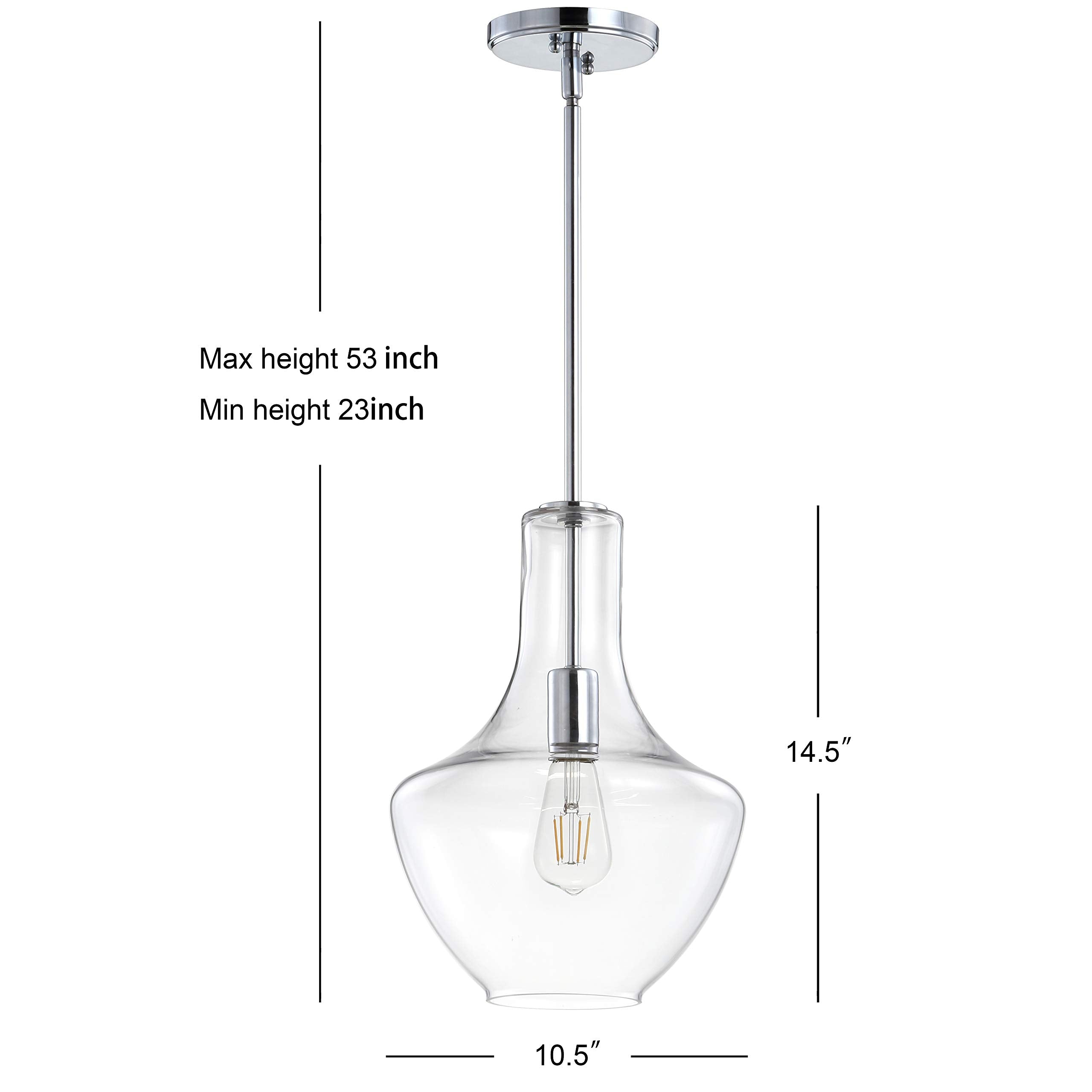 Jonathan Y Jyl6400A Watts 10.5'' Glass/Metal Led Pendant Farmhouse Contemporary Dimmable Dining Room Living Room Kitchen Foyer B