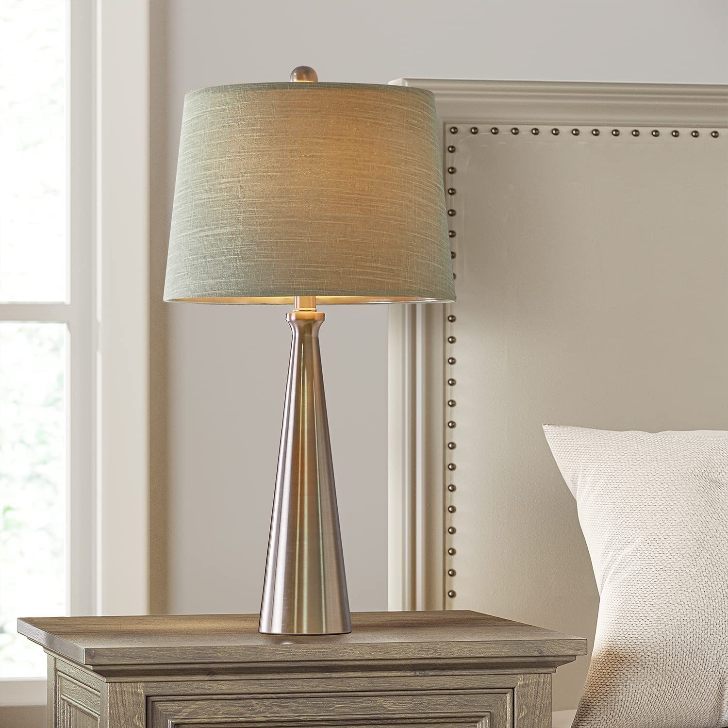 Oneach 25.8" Table Lamps Set of 2, Silver Touch Control, 3-Way Dimmable, Modern Fabric Shade for Living Room and Bedroom