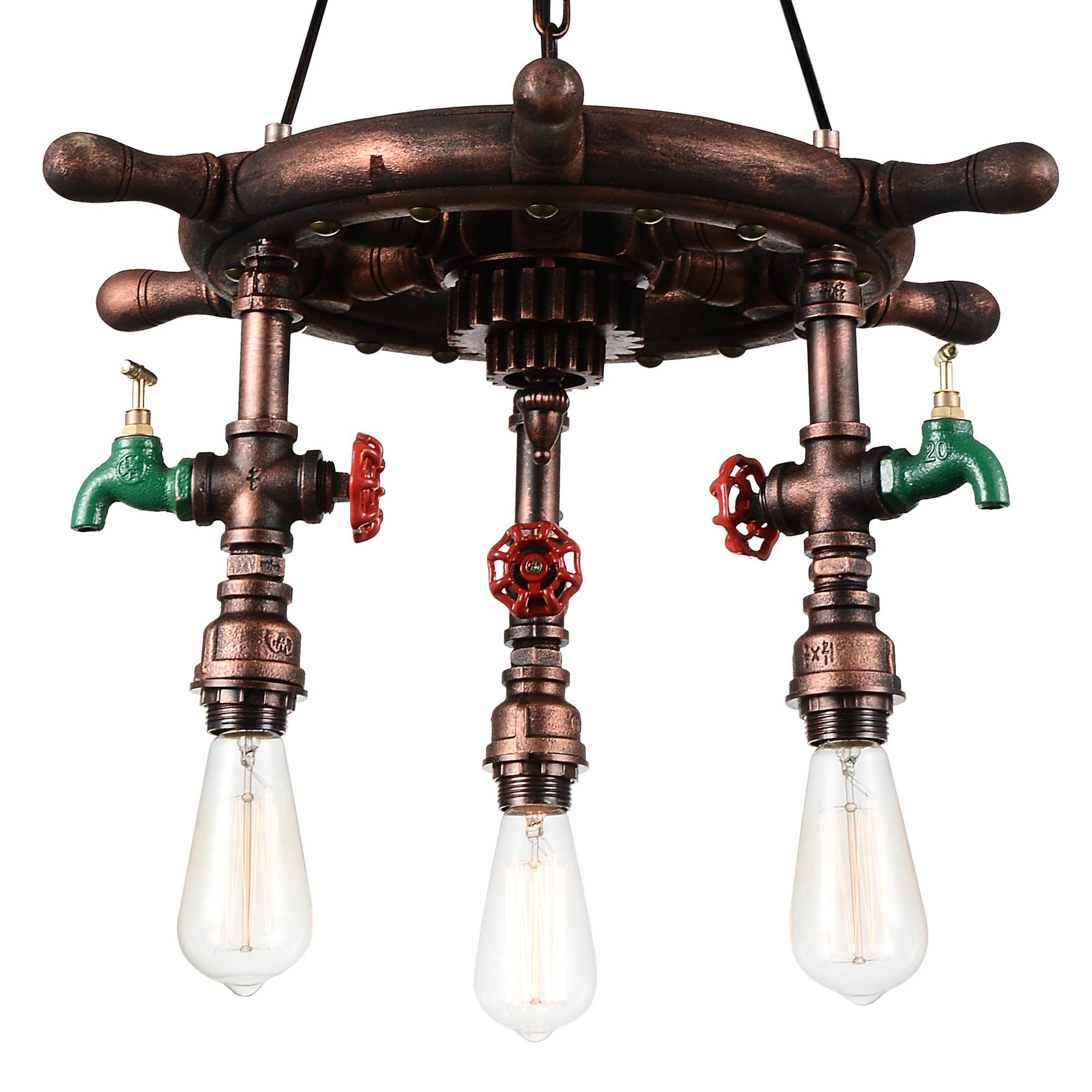Cwi Lighting Manor 3-Light Speckled Copper Metal Chandelier