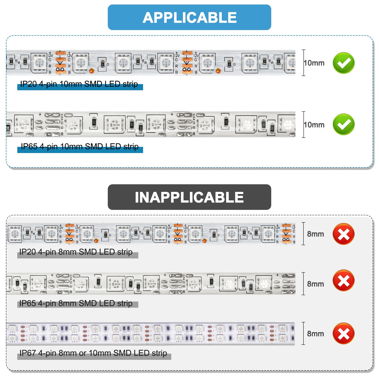 Rgbzone 10Pcs 4 Pin 10Mm Led Strip Connectors And 32.8Ft 4 Pin Rgb Extension Cable Strip To Wire Quick Connection For 10Mm Wide