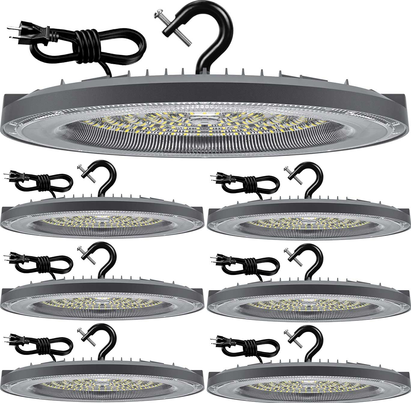 THELUX 200W 6 Pack UFO High Bay Led Lights Super Bright 28000LM 5000K High Bay LED Shop Lights with US Hook 5ft Cable Alternati