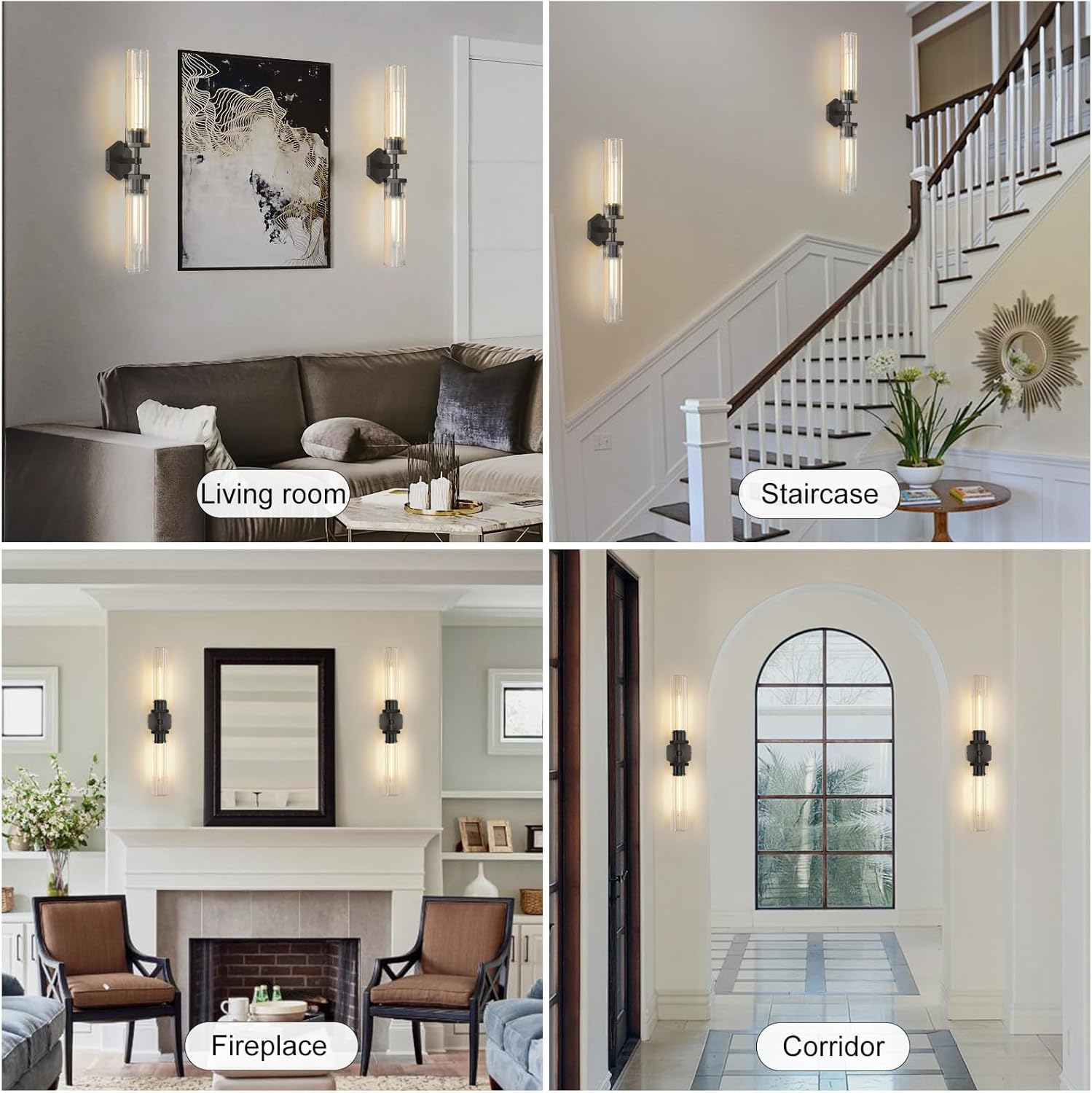 Black Crystal Bathroom Wall Sconces Set Of Two Modern Bathroom Vanity Llight Fixture 28.5In Linear Sconces Wall Lighting Indoor Wall Sconce Light For Bedroom Hallway Staircase Living Room Dining Room