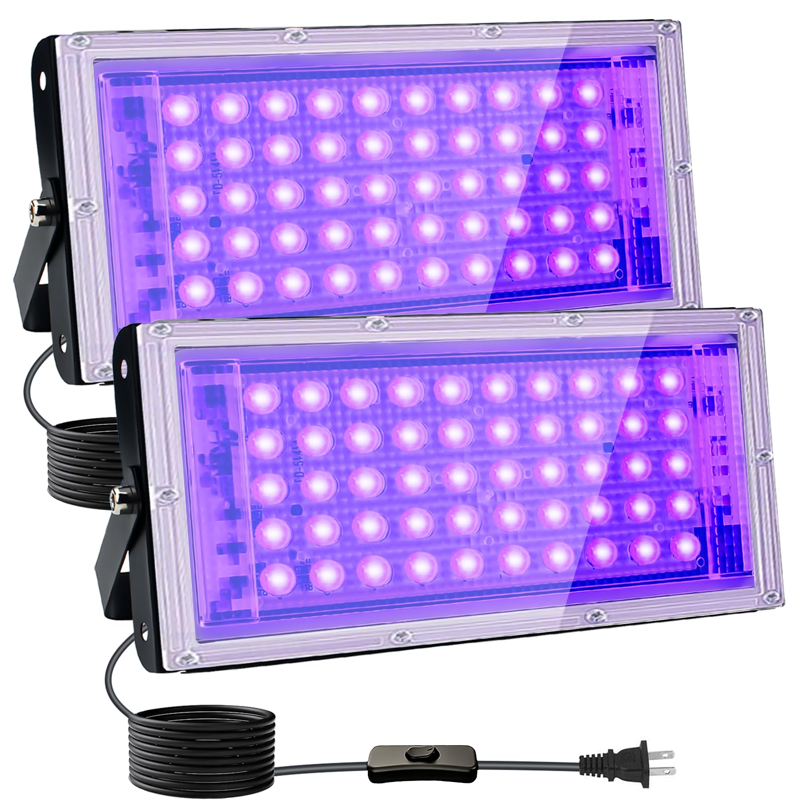 Indmird 50W Black Lights - 2 Pack Blacklight Flood Light For Glow Parties & Halloween Decorations