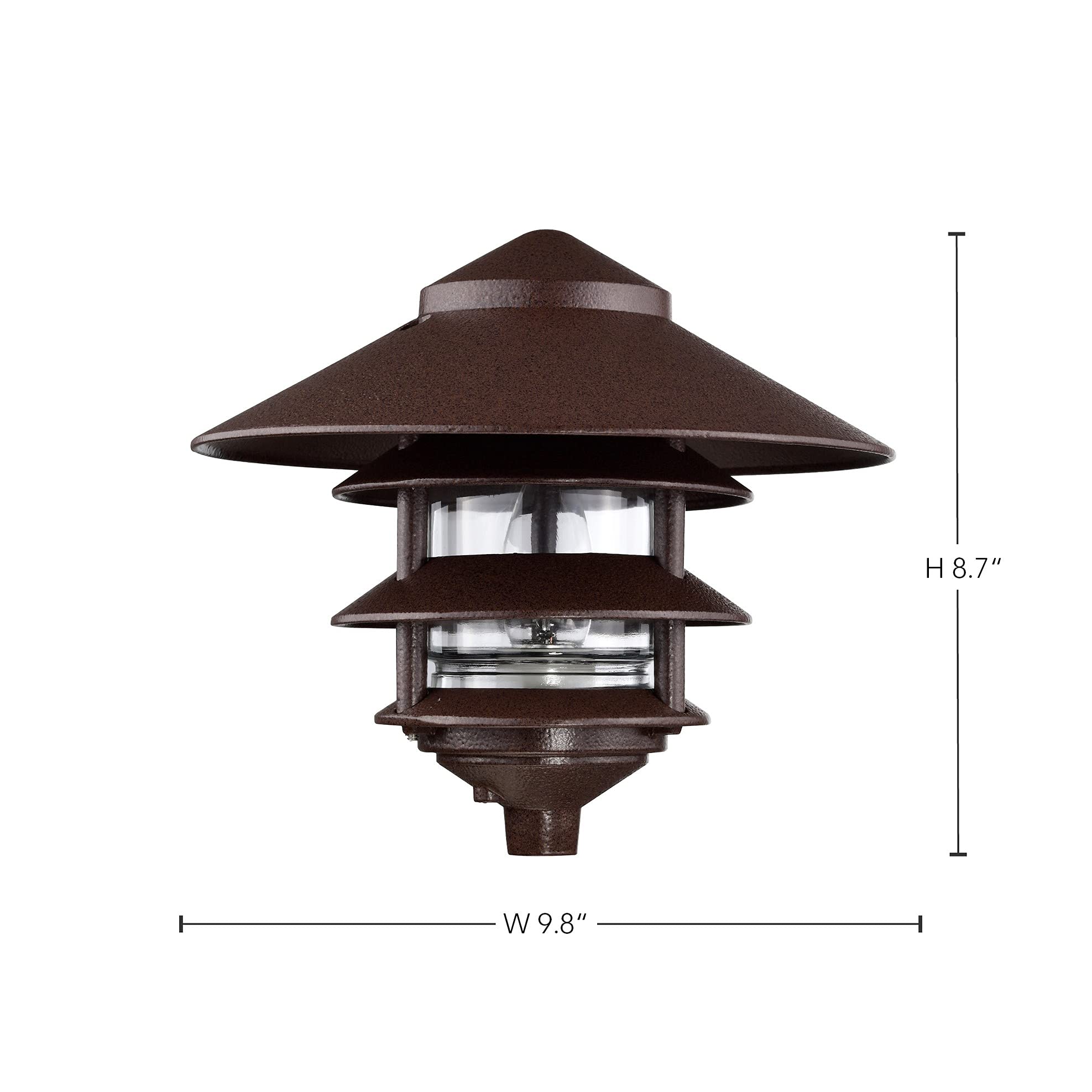 Nuvo Sf76/637 One 2 Louver Hood Outdoor Pagoda Landscape Pathway Light, 3 Tier-Large, Old Bronze
