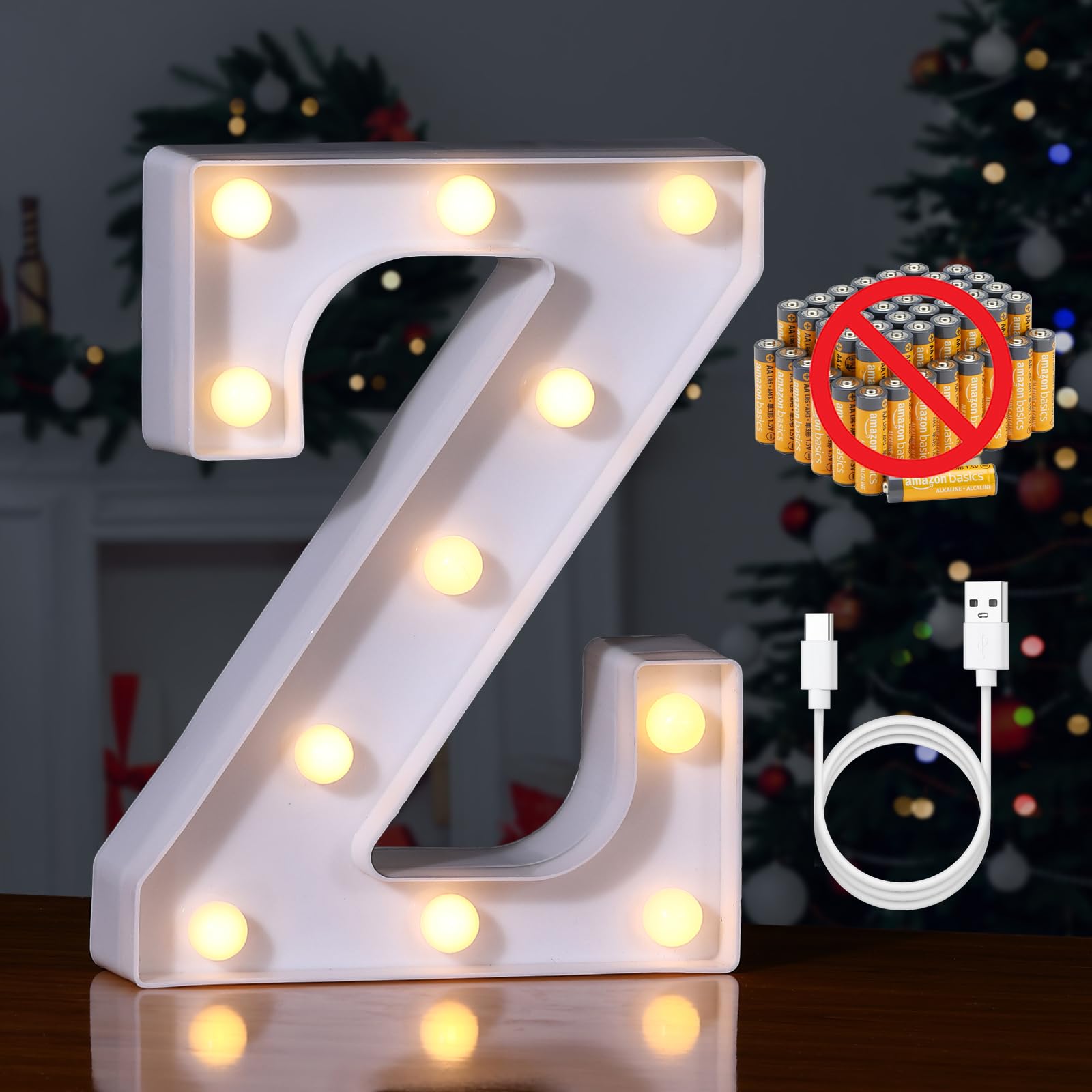 Foaky LED Letter Light Sign, Rechargeable Marquee for Home Bar, Warm Plastic, Model Recharge-ABS, Size Z