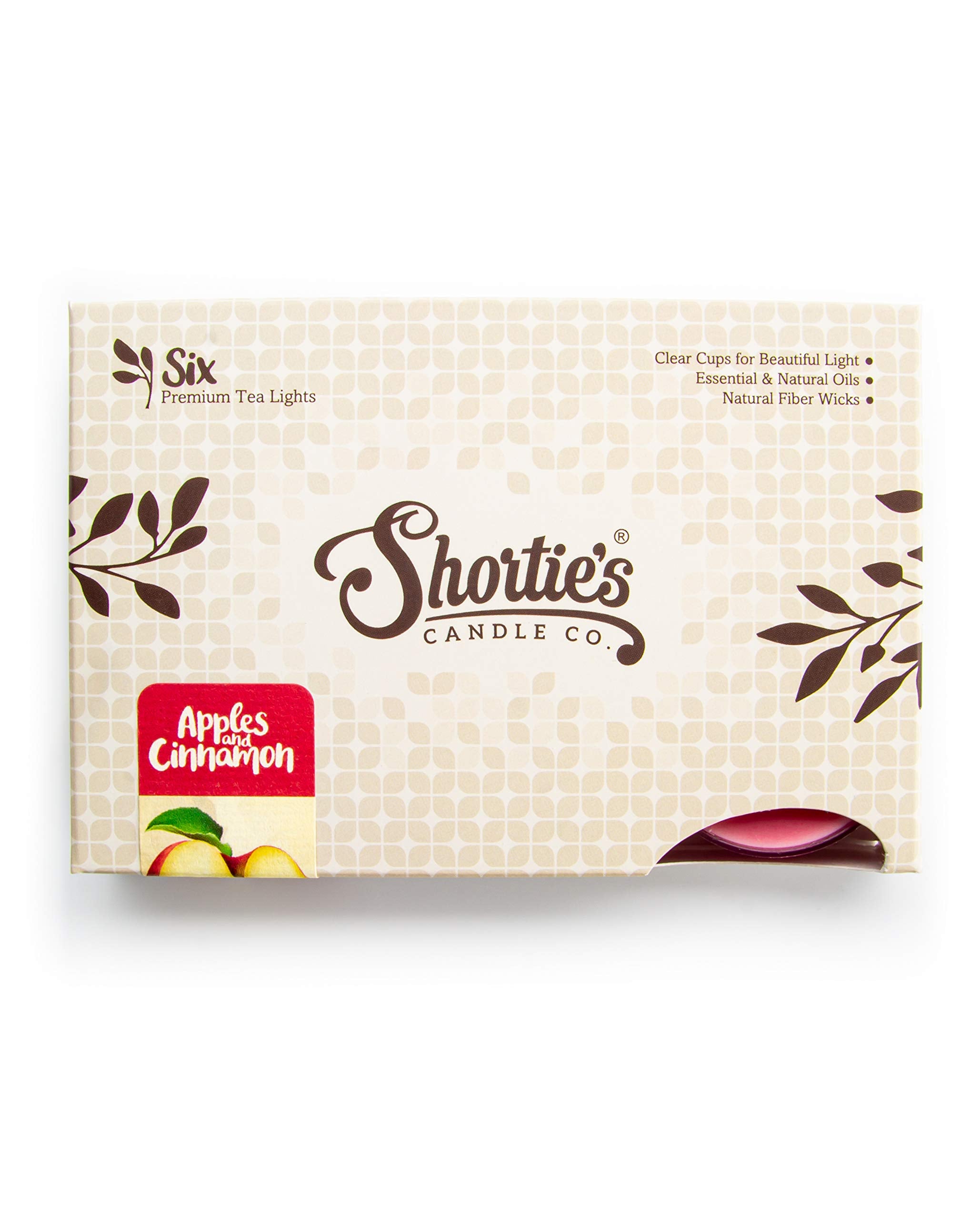 Apples & Cinnamon Premium Tealight Candles - Highly Scented With Essential & Natural Oils - 6 Dark Red Tea Lights - Beautiful Candlelight - Made In The Usa - Bakery & Food Collection