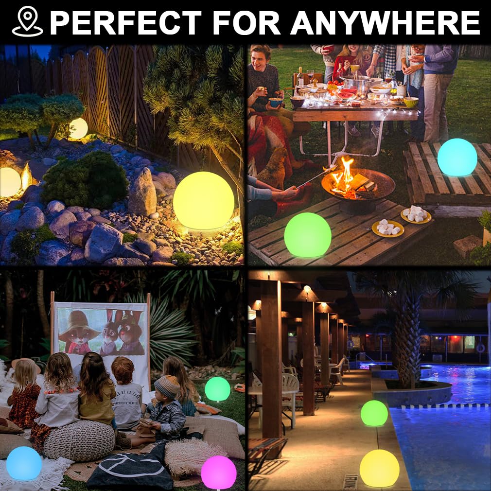 KEROVI 8-Inch Solar Globe Light - Waterproof RGB Mood Lamp with Remote, Outdoor Decor for Garden, Patio, and Pathway - Model B0002
