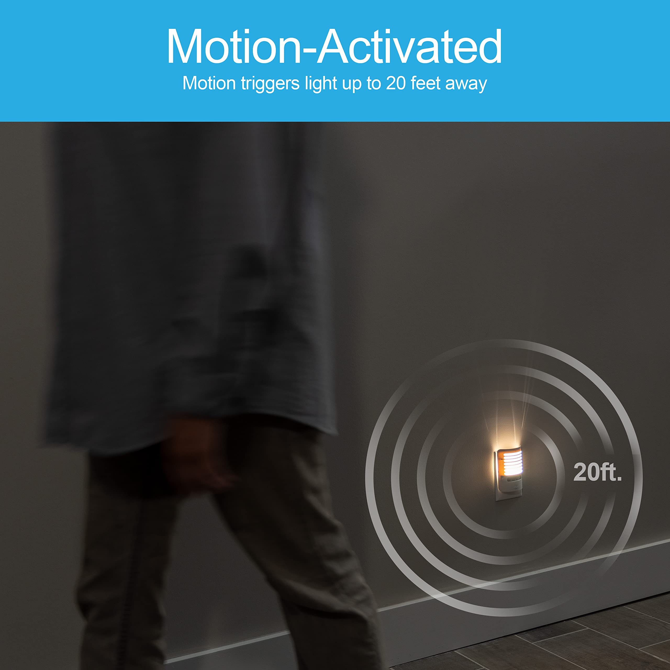 Ge Led Night Light, Motion Sensing, Dimmable, Louver Shade, White, Plug-In, Ul-Certified, Ideal Nightlight For Bedroom, Bathroom