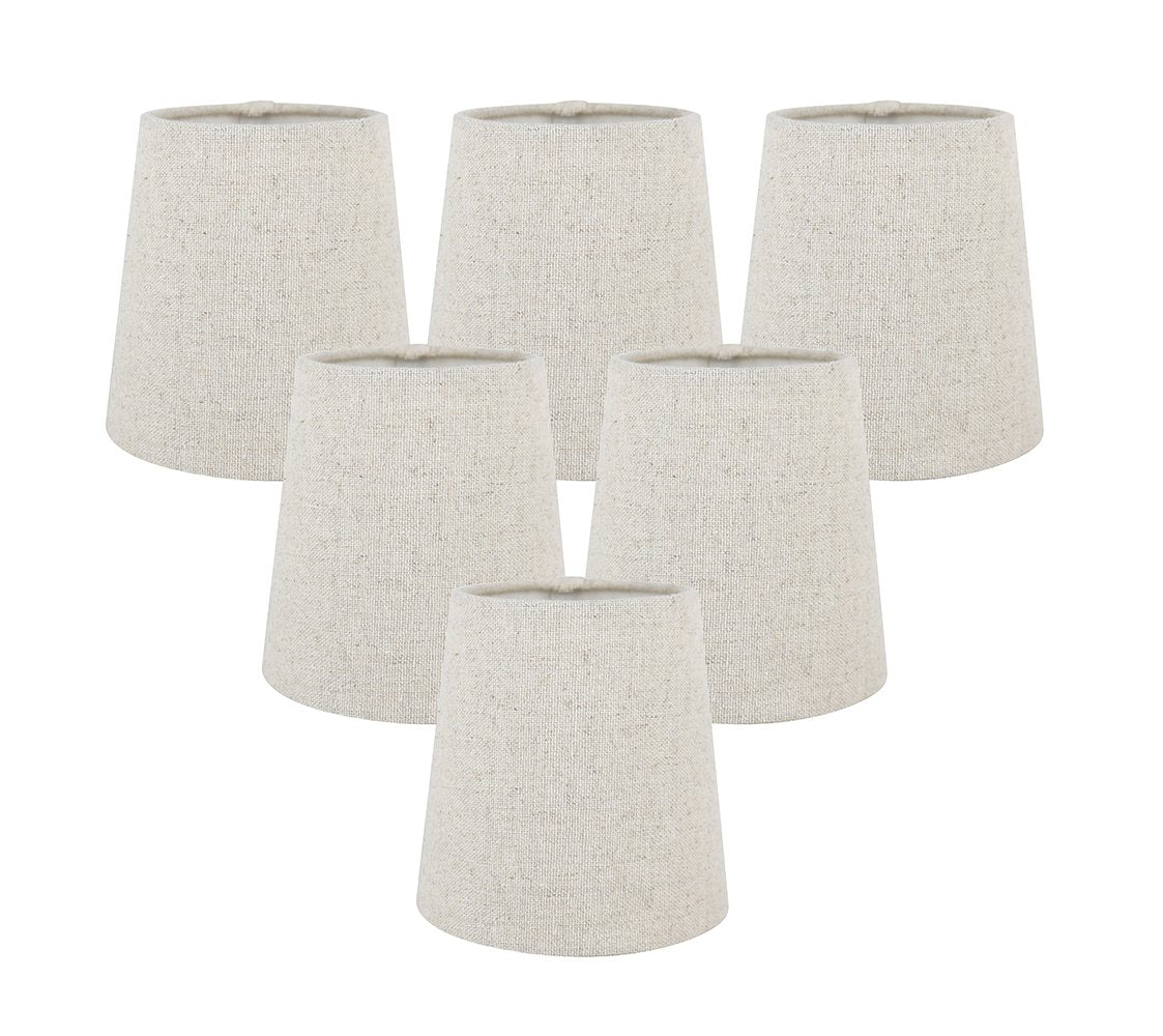 Meriville Set of 6 Natural Linen Clip On Chandelier Lamp Shades, 3.5-inch by 4.5-inch by 4.5-inch