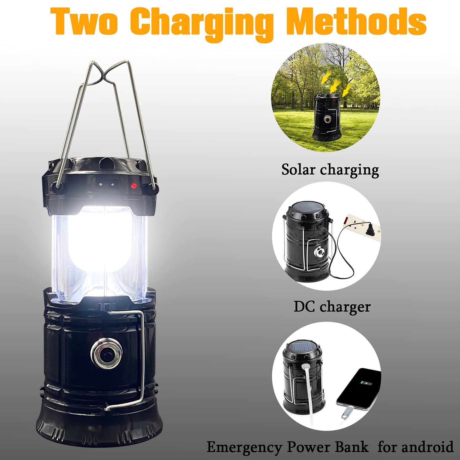 XTAUTO Collapsible LED Camping Lantern - Waterproof, USB Rechargeable, 4-Pack, White, Model XT00496
